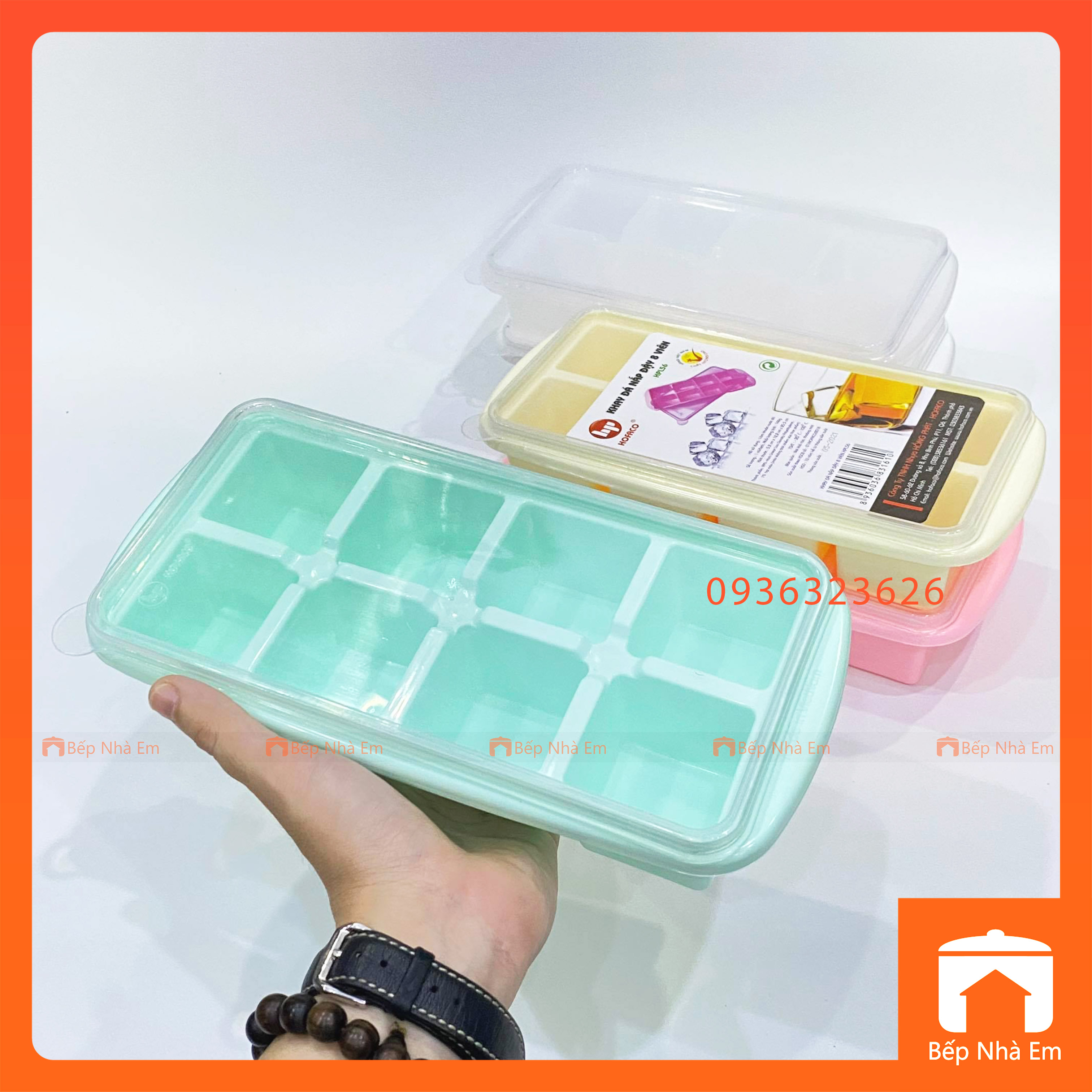 Bộ 2 Khay Đá 8 Viên Có Nắp Tiện Dụng - Hàng Việt Nam Sản Xuất