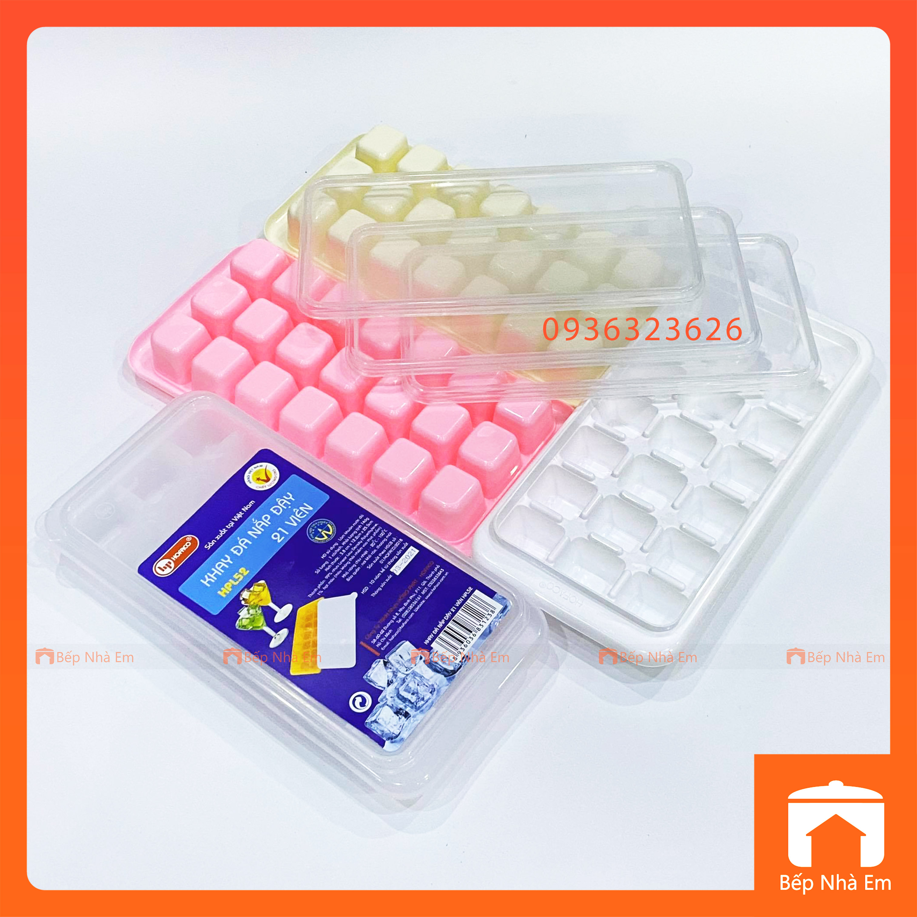 Bộ 2 Khay Đá 21 Viên Có Nắp Tiện Dụng - Hàng Việt Nam Sản Xuất