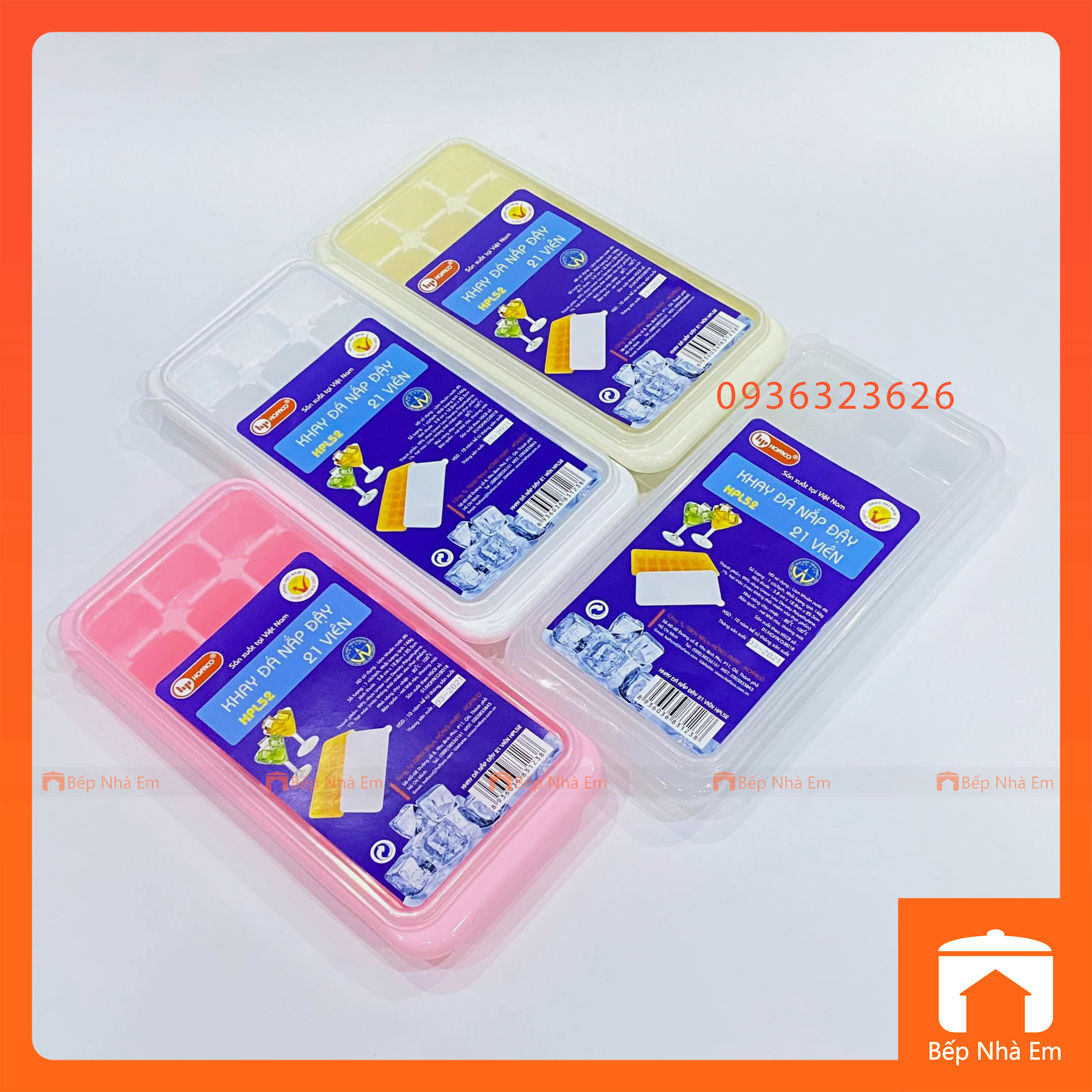 Bộ 2 Khay Đá 21 Viên Có Nắp Tiện Dụng - Hàng Việt Nam Sản Xuất