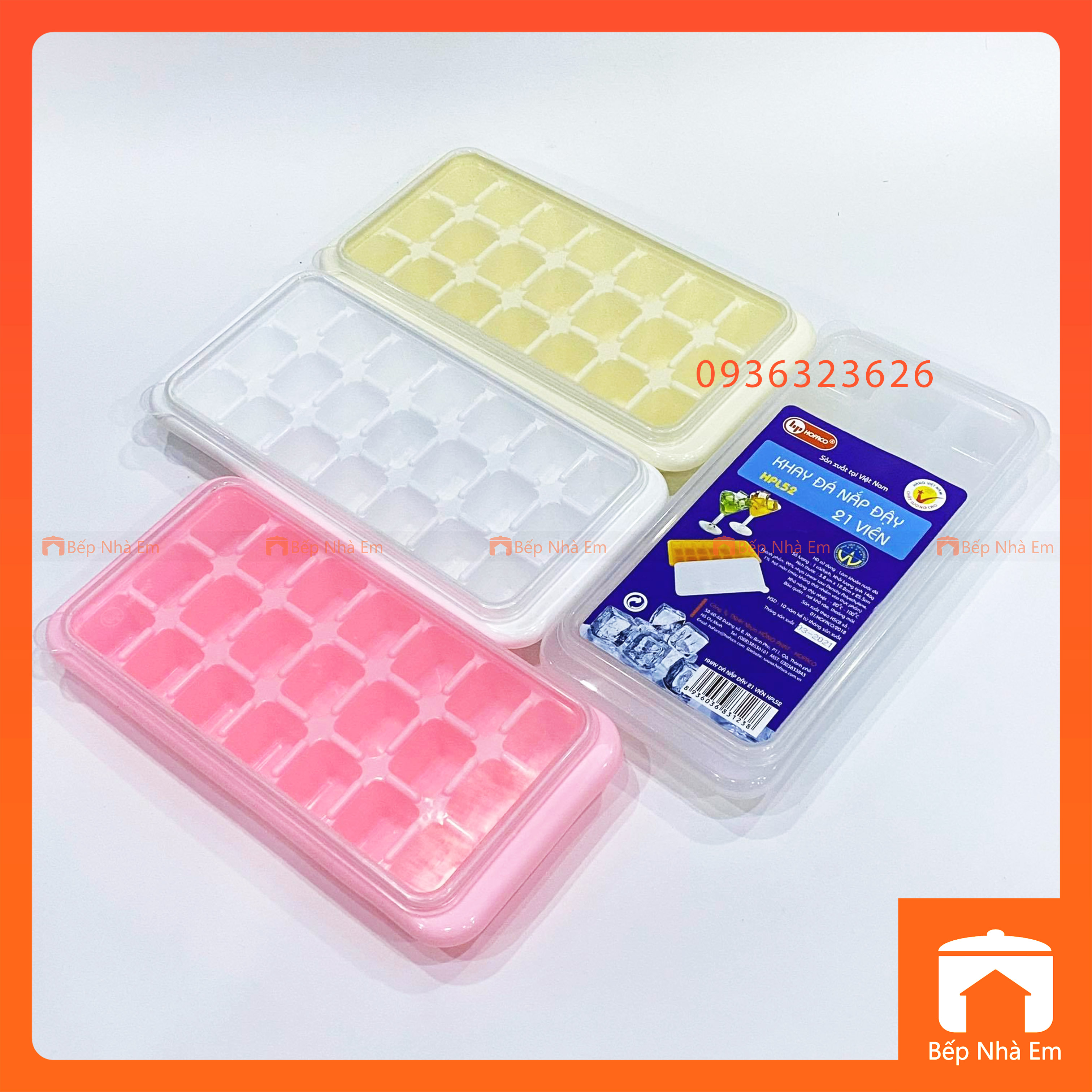 Bộ 2 Khay Đá 21 Viên Có Nắp Tiện Dụng - Hàng Việt Nam Sản Xuất