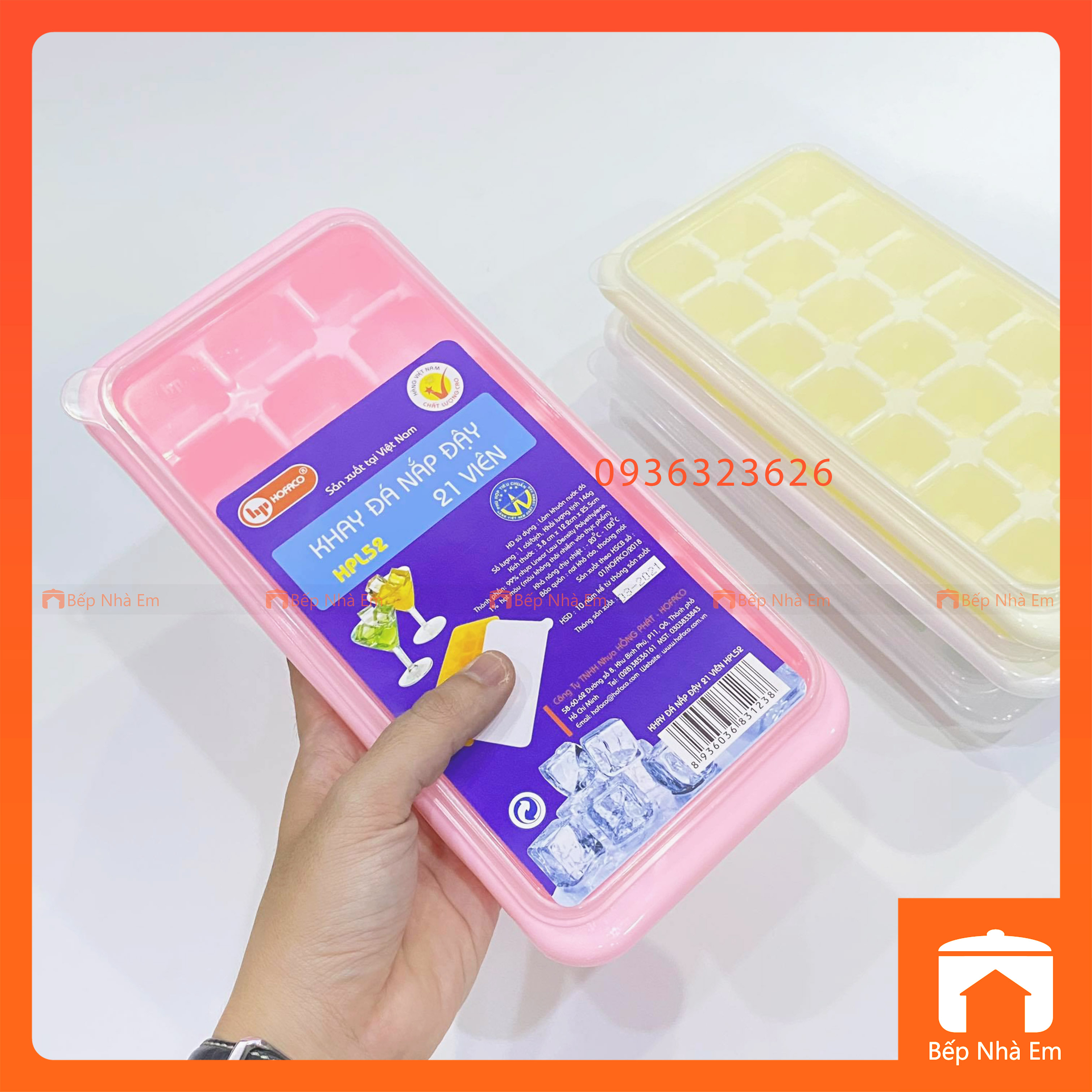 Bộ 2 Khay Đá 21 Viên Có Nắp Tiện Dụng - Hàng Việt Nam Sản Xuất