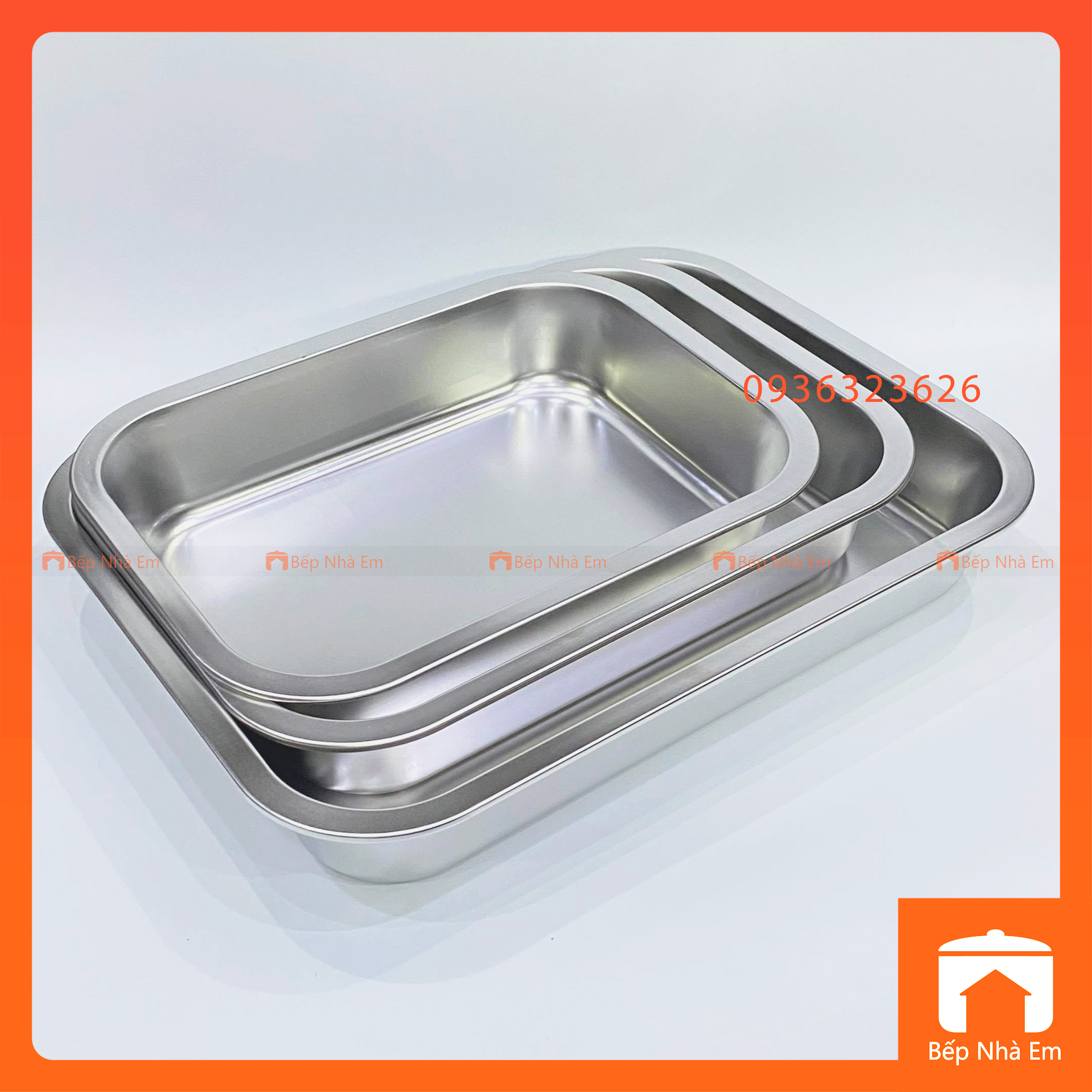 Khay Sâu Inox 304 Loại Dày Có Nắp Nhiều Size - Hàng Cao Cấp