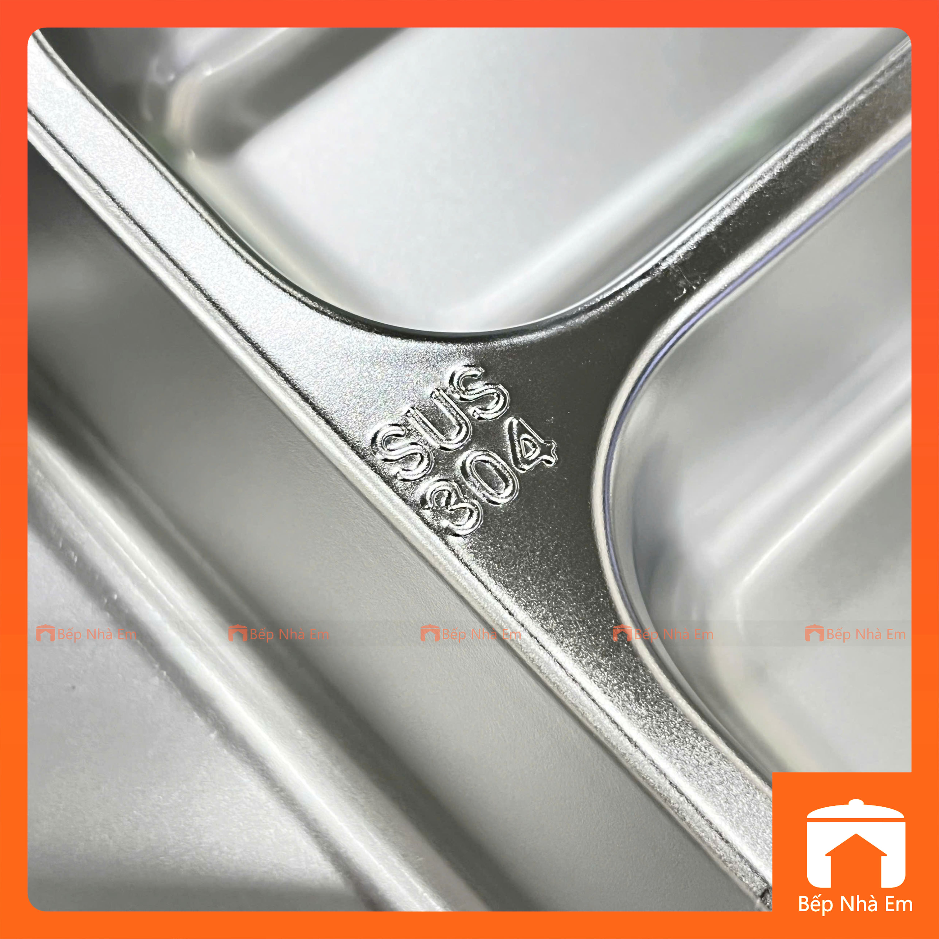 Khay Cơm Phần 3 Ngăn Sâu Inox 304 Cao Cấp - Hàng Việt Nam Sản Xuất
