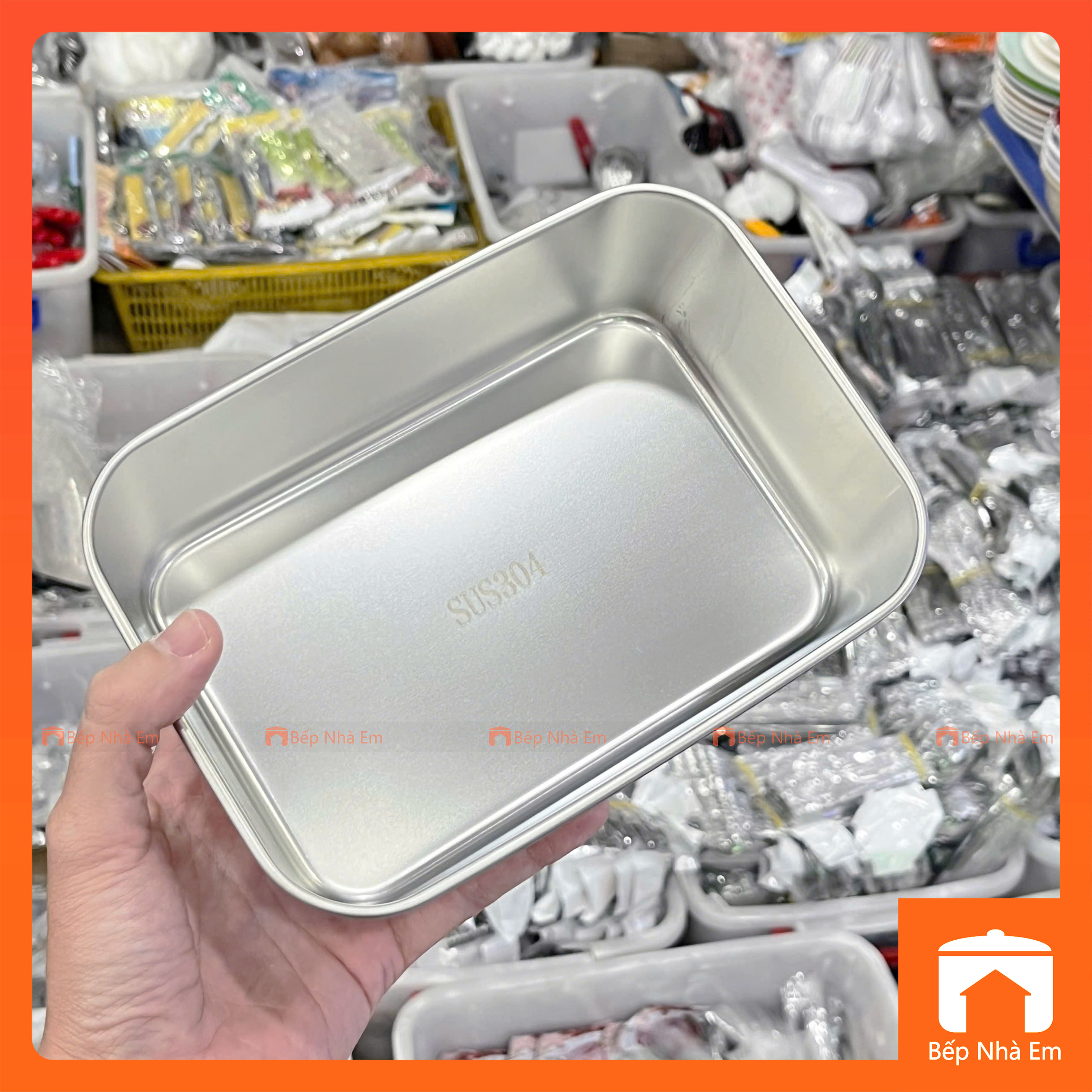 Khay Inox 304 Có Nắp Nhựa 2 Size Tiện Dụng