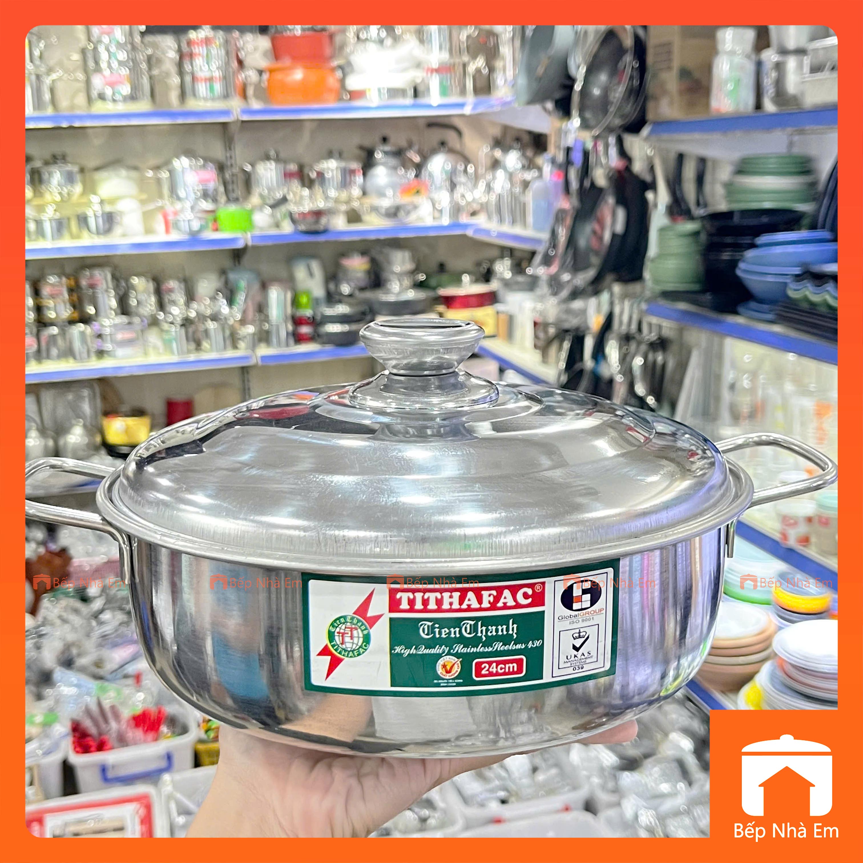 Nồi Lẩu Inox Nắp Inox Bếp Từ TITHAFAC Nhiều Size - Hàng Việt Nam Sản Xuất
