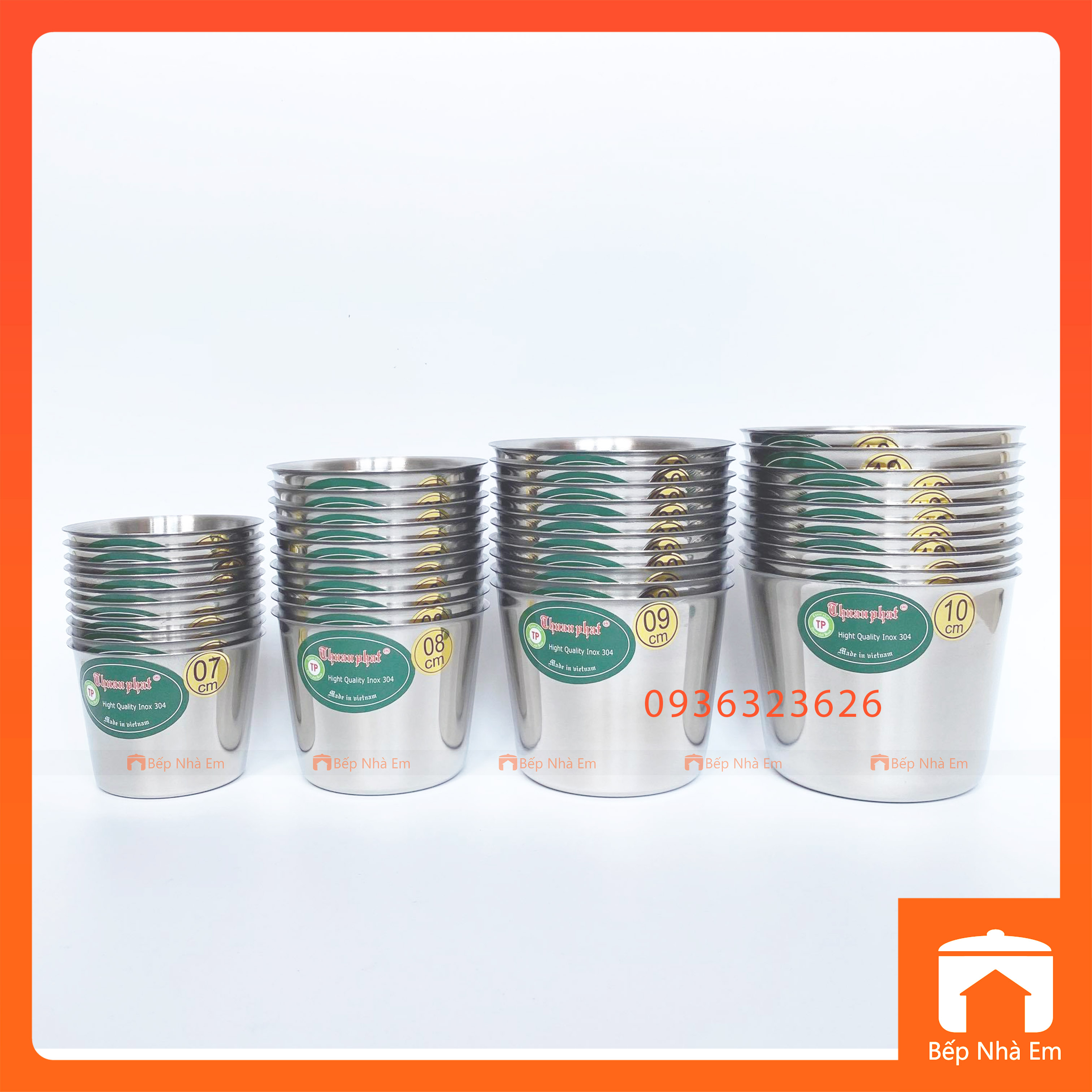 Ly Làm Đá INOX Cao Cấp (10 Cái) Size 7 - 8 - 9 - 10 (cm) - Hàng Việt Nam Sản Xuất