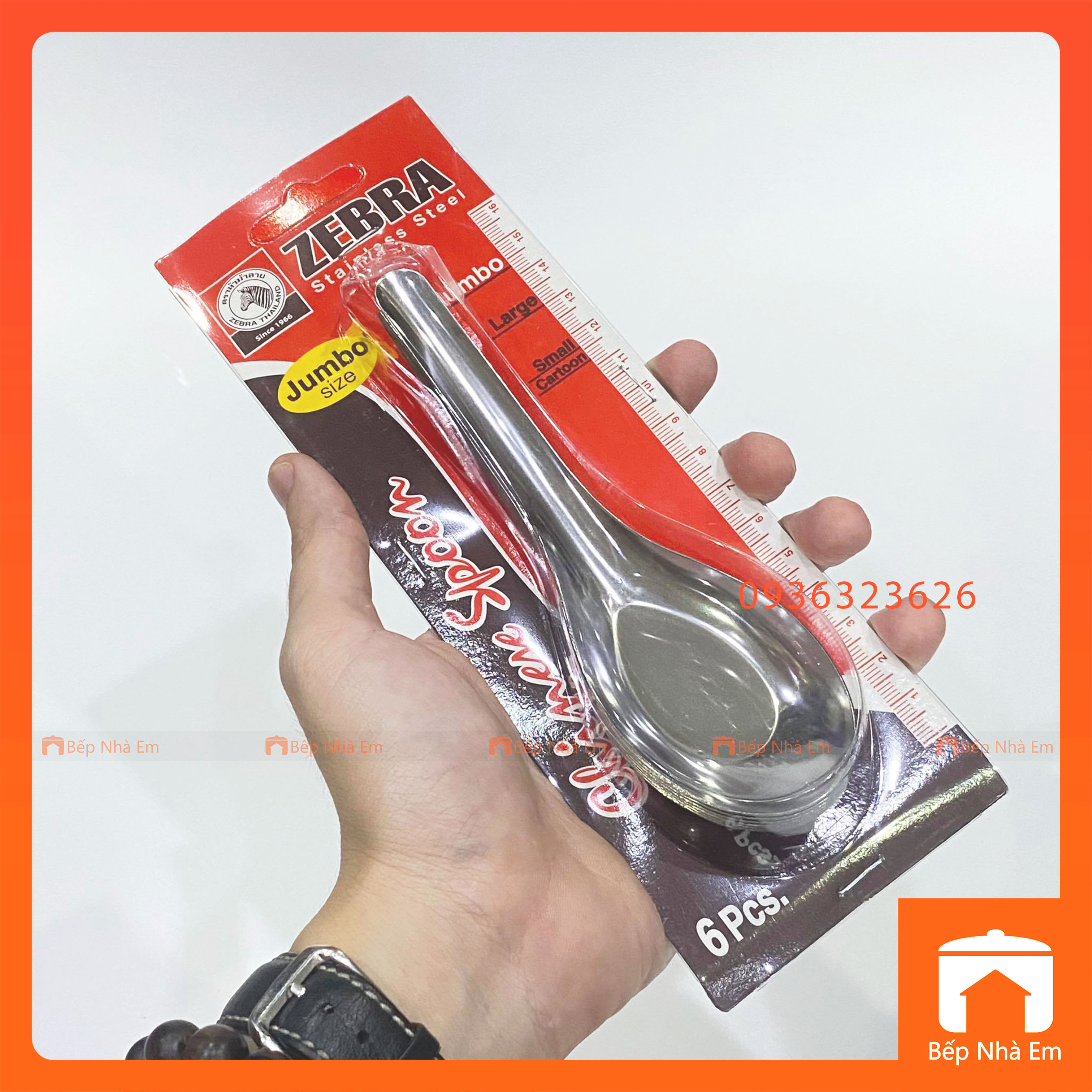 Bộ 6 Muỗng Inox Cao Cấp Zebra Nhiều Size - Hàng Nhập Khẩu Thái Lan