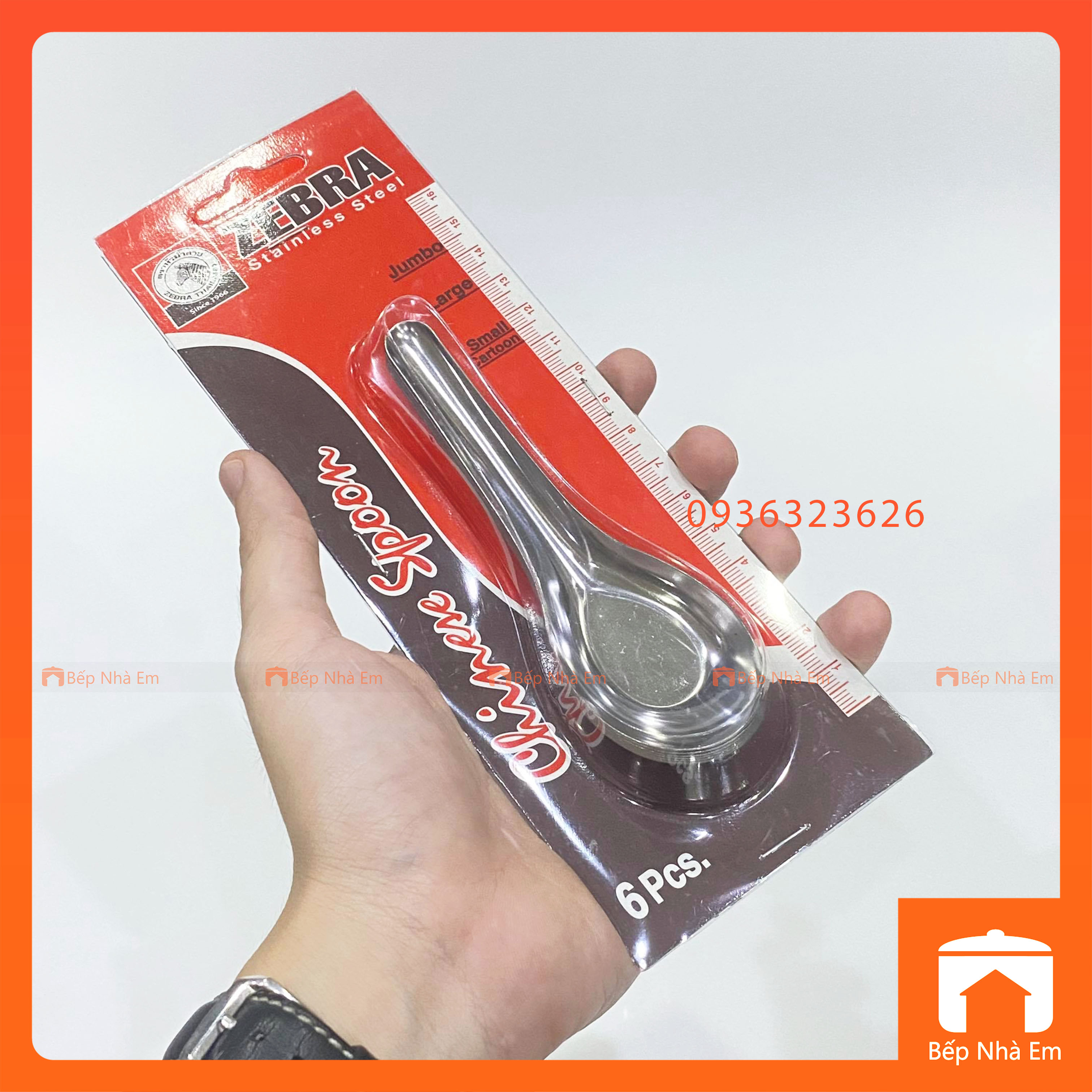 Bộ 6 Muỗng Inox Cao Cấp Zebra Nhiều Size - Hàng Nhập Khẩu Thái Lan