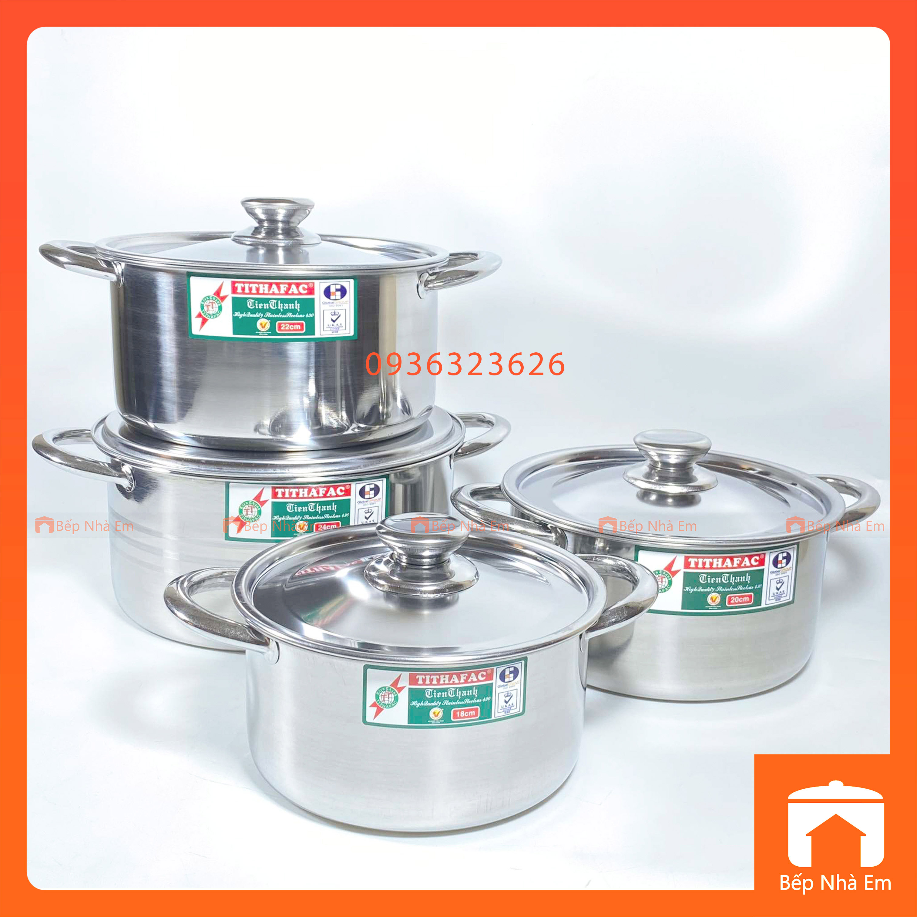 Nồi Inox TITHAFAC Cao Cấp Nấu Được Bếp Từ Nhiều Size - Hàng Việt Nam Sản Xuất