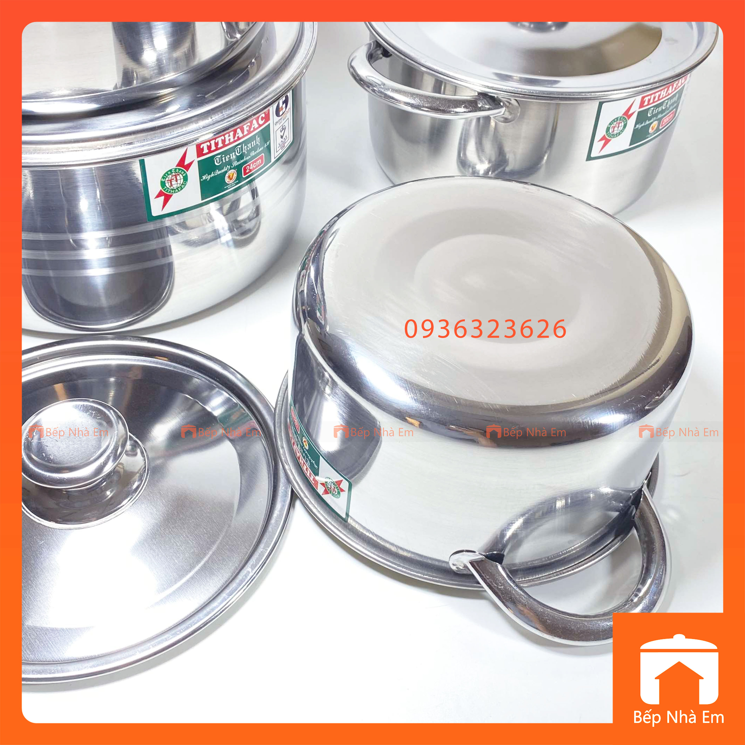 Nồi Inox TITHAFAC Cao Cấp Nấu Được Bếp Từ Nhiều Size - Hàng Việt Nam Sản Xuất