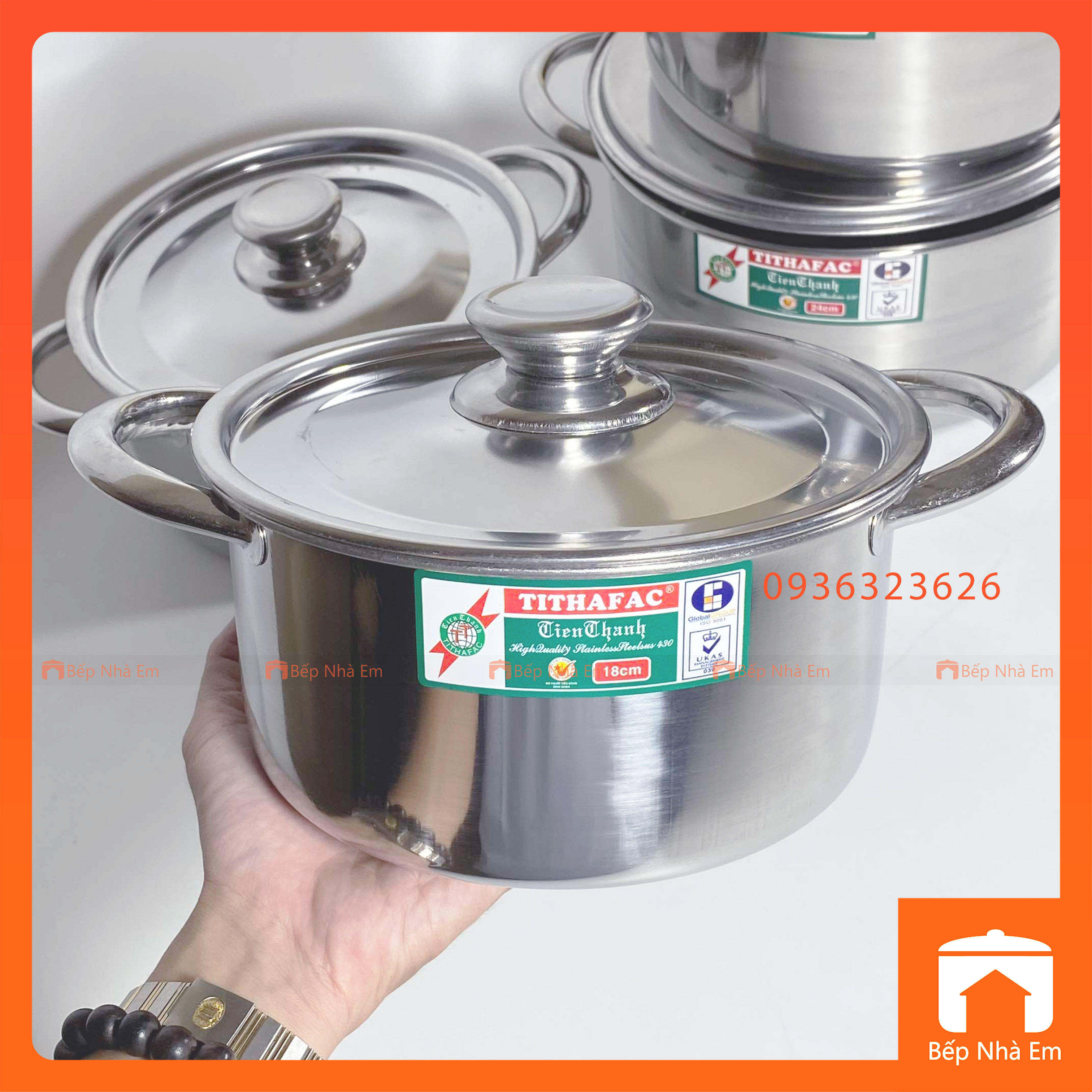 Nồi Inox TITHAFAC Cao Cấp Nấu Được Bếp Từ Nhiều Size - Hàng Việt Nam Sản Xuất