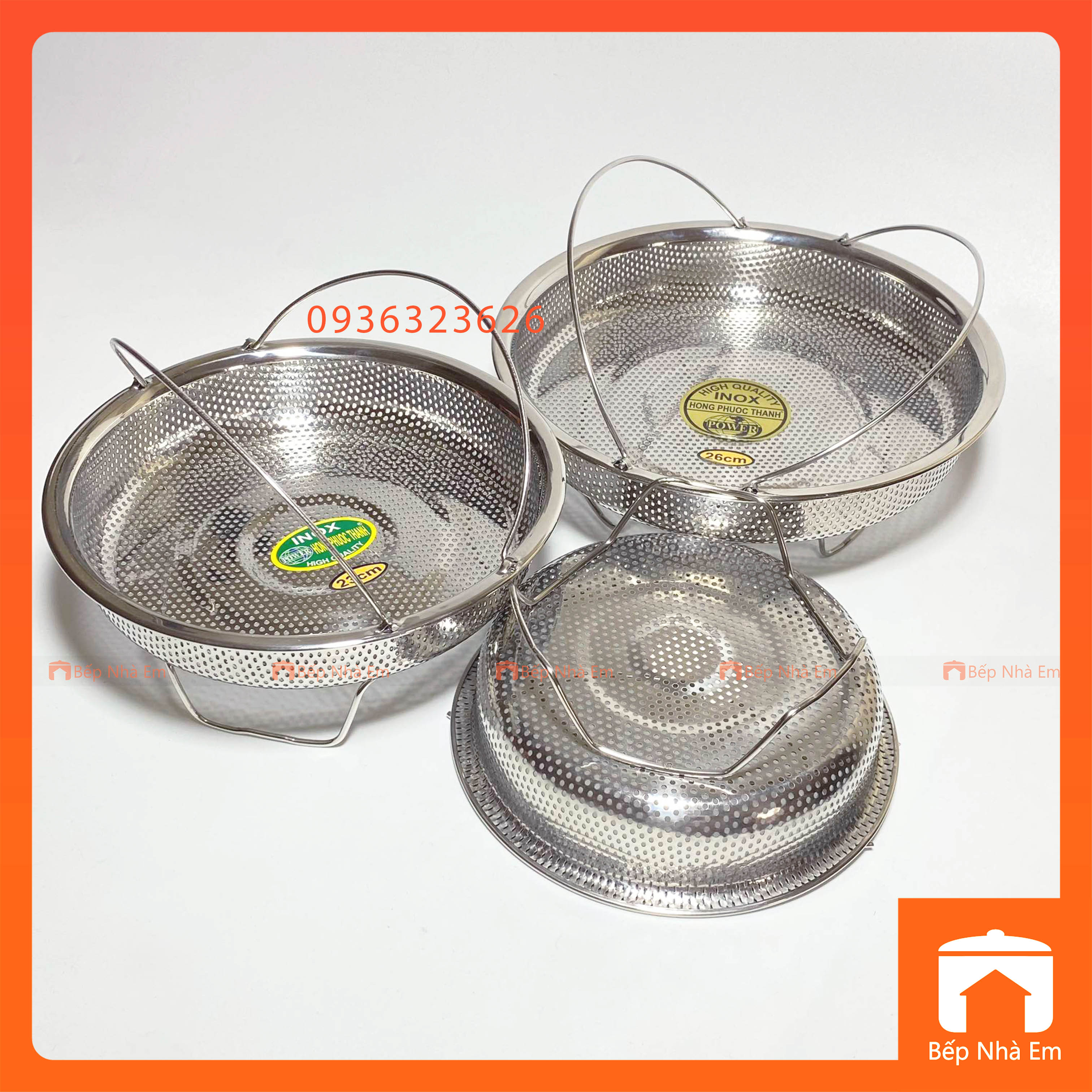 Rổ Inox Có Quai Cầm Cao Cấp - Hàng Việt Nam Sản Xuất