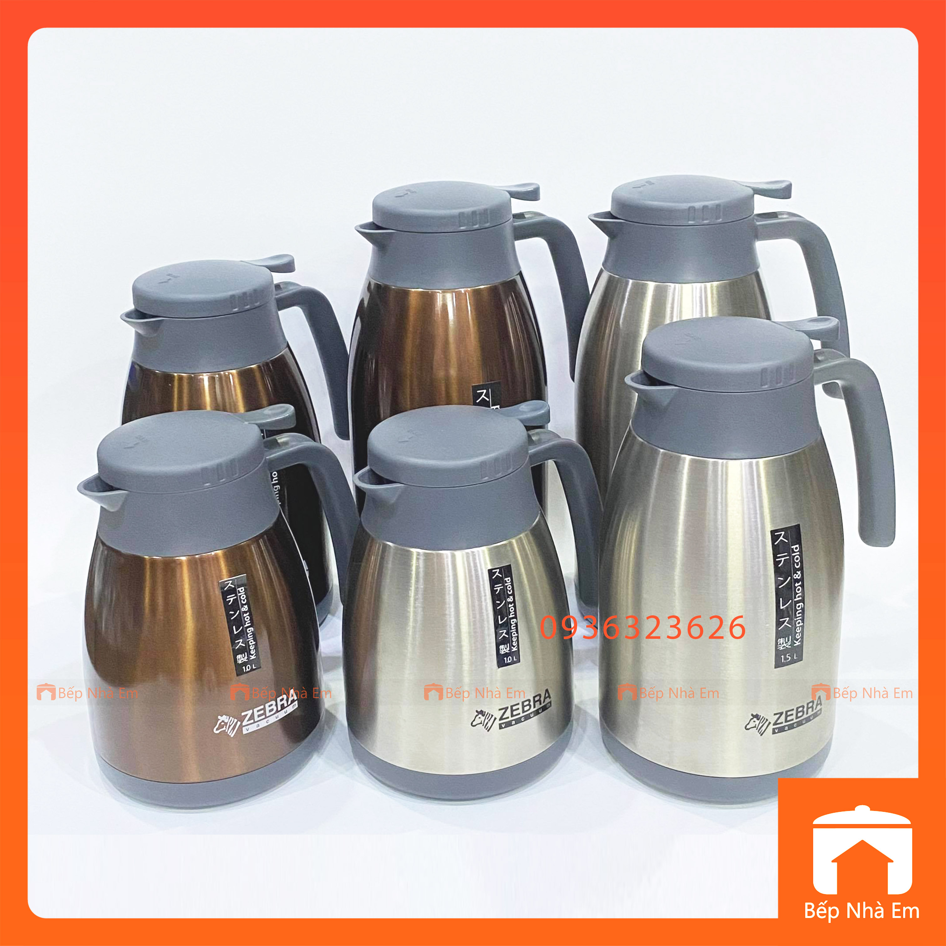 Bình Giữ Nhiệt ZEBRA Smart II 1L - 1.5L - 2L (Inox304) - Hàng Nhập Khẩu Thái Lan