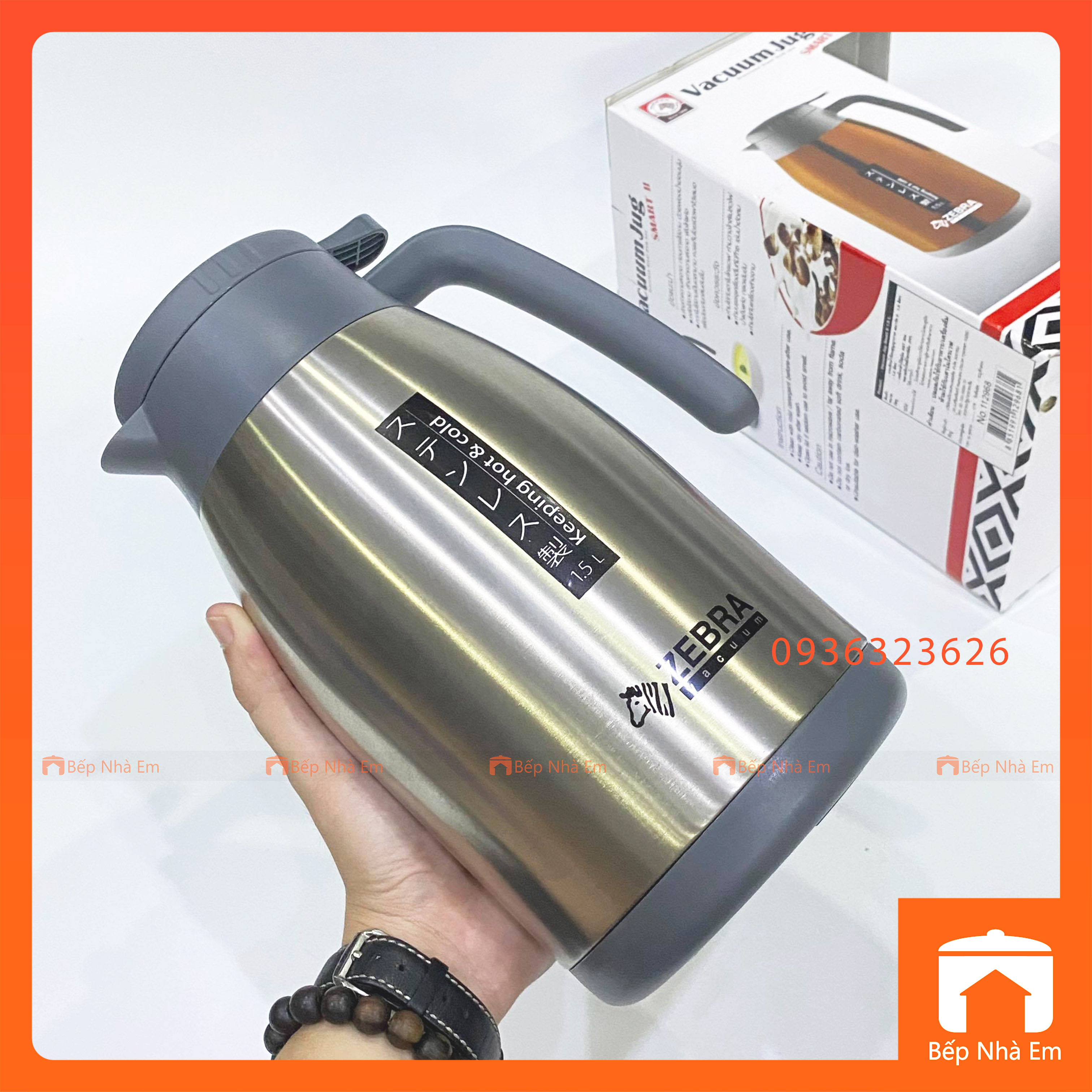 Bình Giữ Nhiệt ZEBRA Smart II 1L - 1.5L - 2L (Inox304) - Hàng Nhập Khẩu Thái Lan