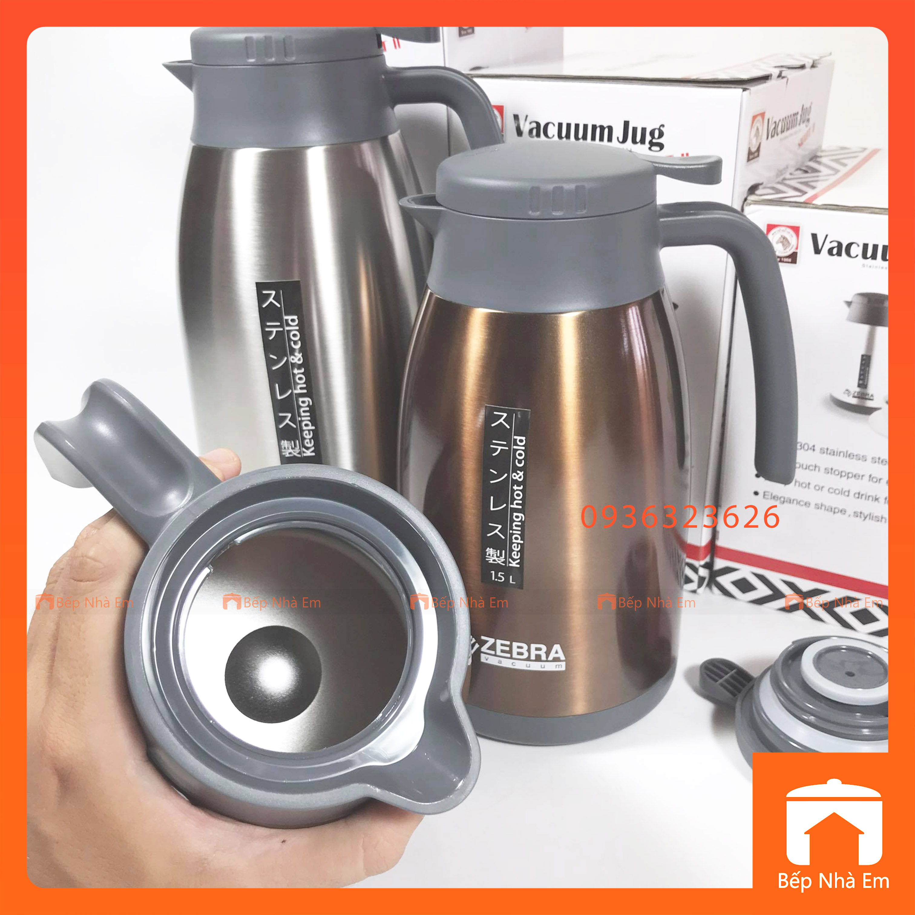 Bình Giữ Nhiệt ZEBRA Smart II 1L - 1.5L - 2L (Inox304) - Hàng Nhập Khẩu Thái Lan