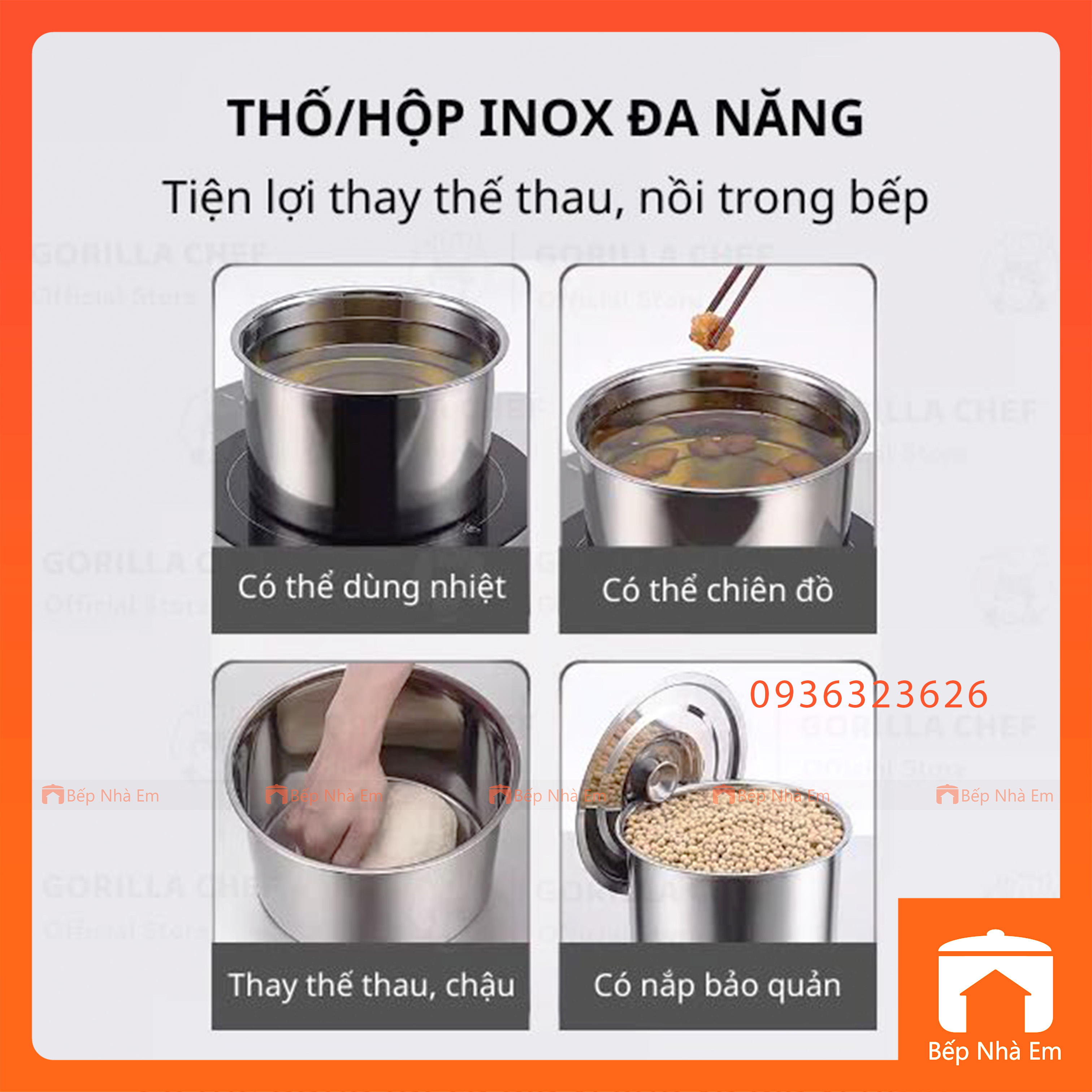 Thố Inox Tròn - Thố Gia Vị Inox Tròn Nhiều Size - Hàng Nhập Khẩu Trực Tiếp