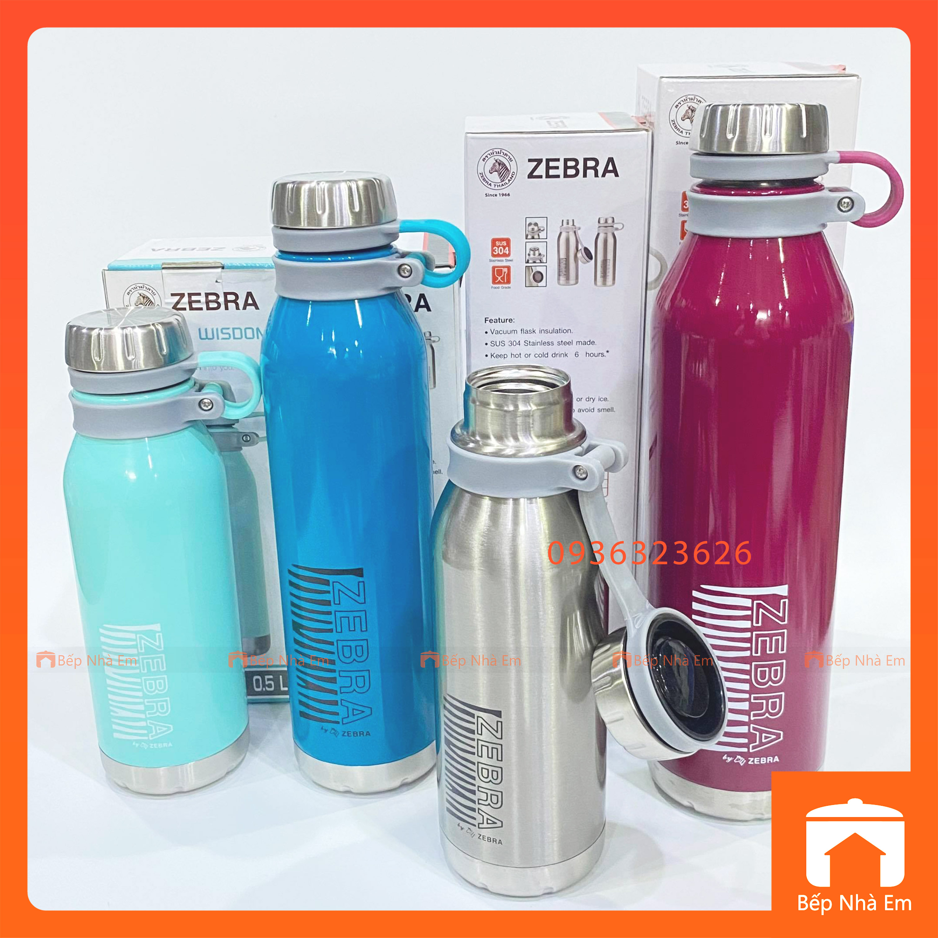 Bình Giữ Nhiệt ZEBRA Wisdom (Inox 304) Nhiều Dung Tích - Hàng Nhập Khẩu Thái Lan