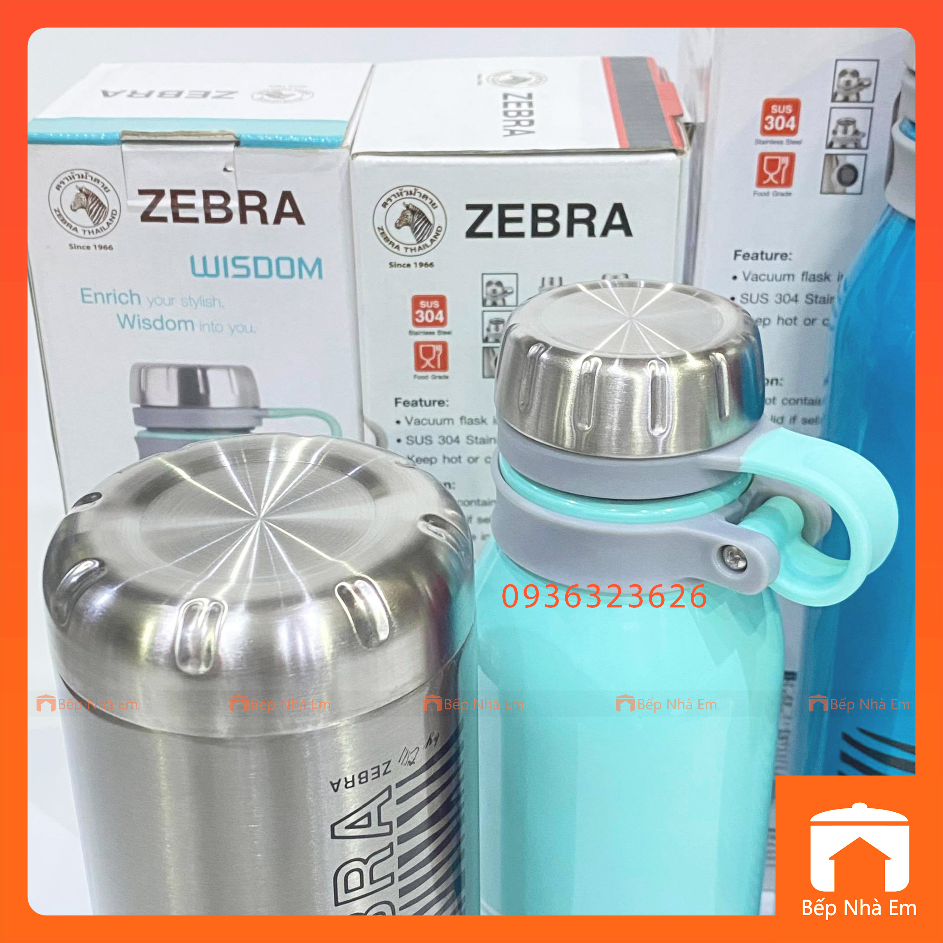 Bình Giữ Nhiệt ZEBRA Wisdom (Inox 304) Nhiều Dung Tích - Hàng Nhập Khẩu Thái Lan