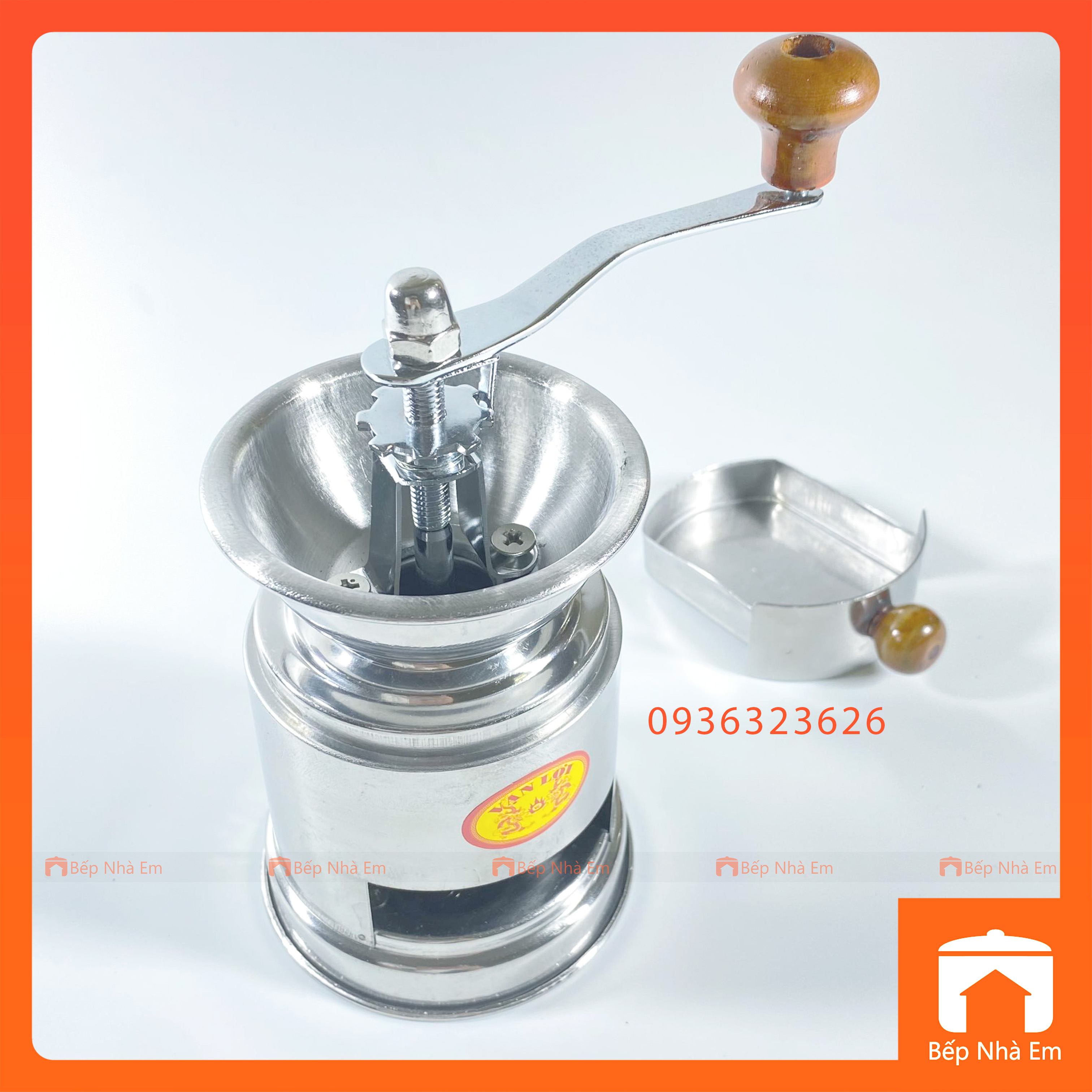 Cối Xây Tiêu, Cối Xây Cà Phê Inox Tròn Vạn Lợi - Hàng Việt Nam Sản Xuất