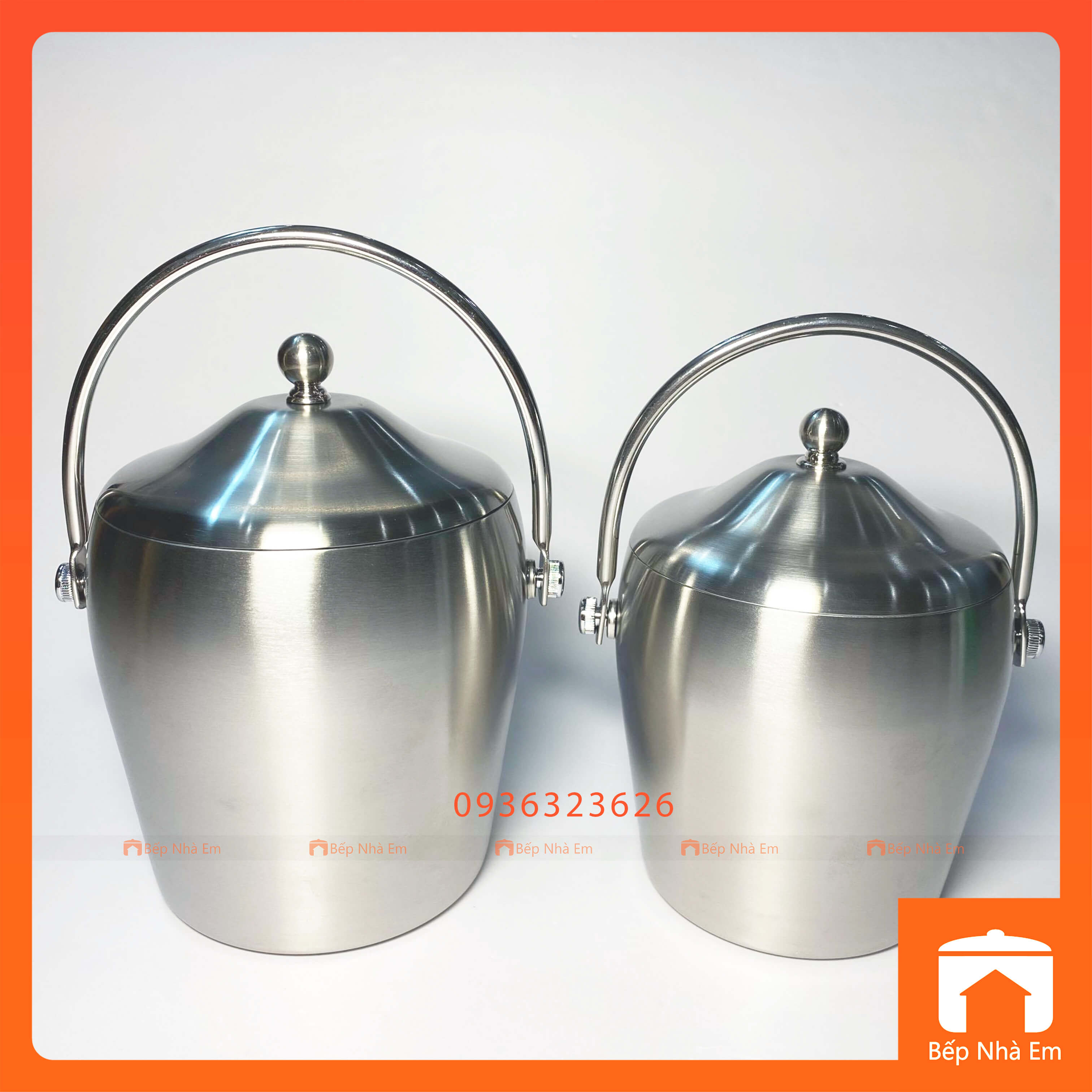 Xô Inox Đựng Đá 2 Lớp Cách Nhiệt - Hàng Cao Cấp | Bếp Nhà Em