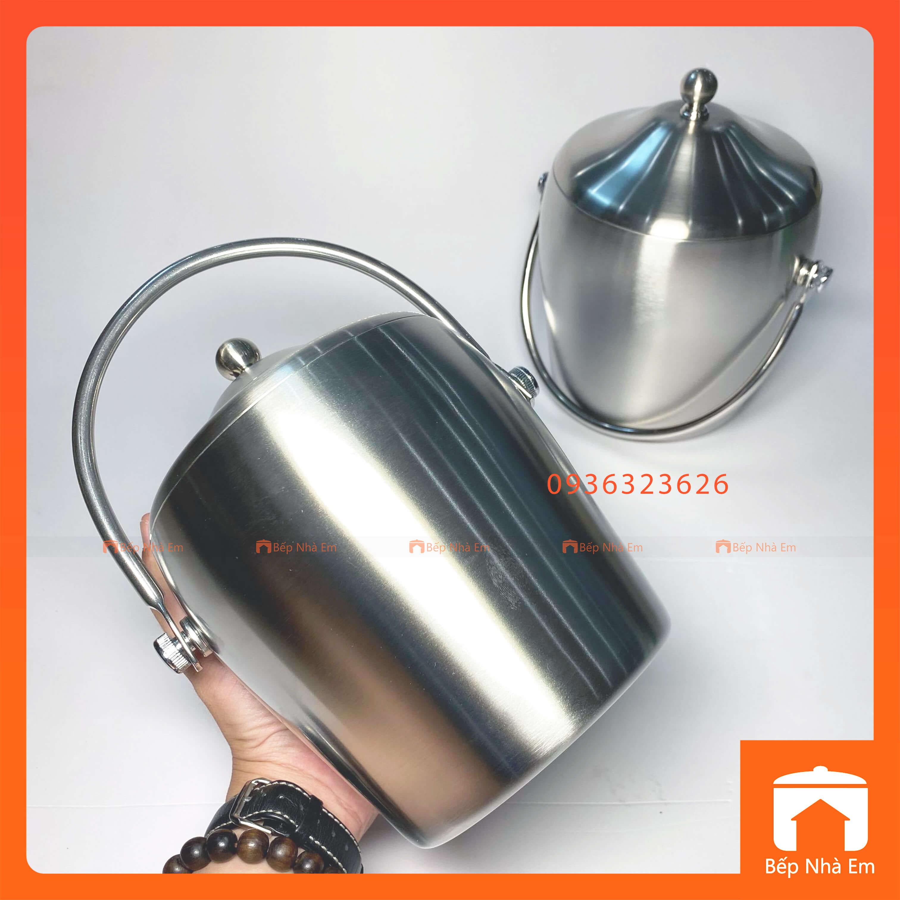 Xô Inox Đựng Đá 2 Lớp Cách Nhiệt - Hàng Cao Cấp