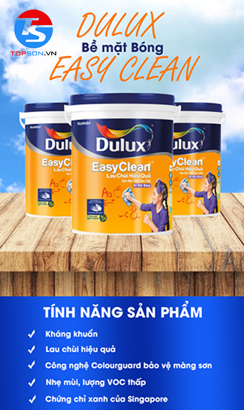 Dulux Easyclean Lau Chùi Hiệu Quả Bề Mặt Bóng
