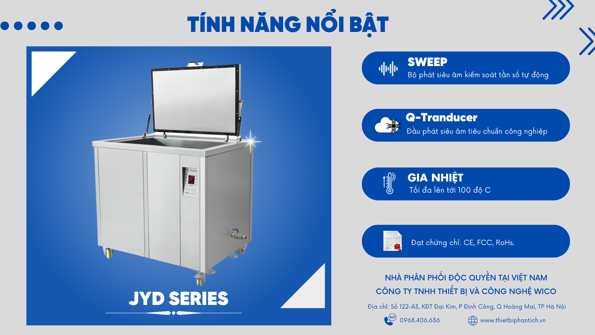 Tính năng nổi bật bể rửa siêu âm Jiayuanda JYD-Series 