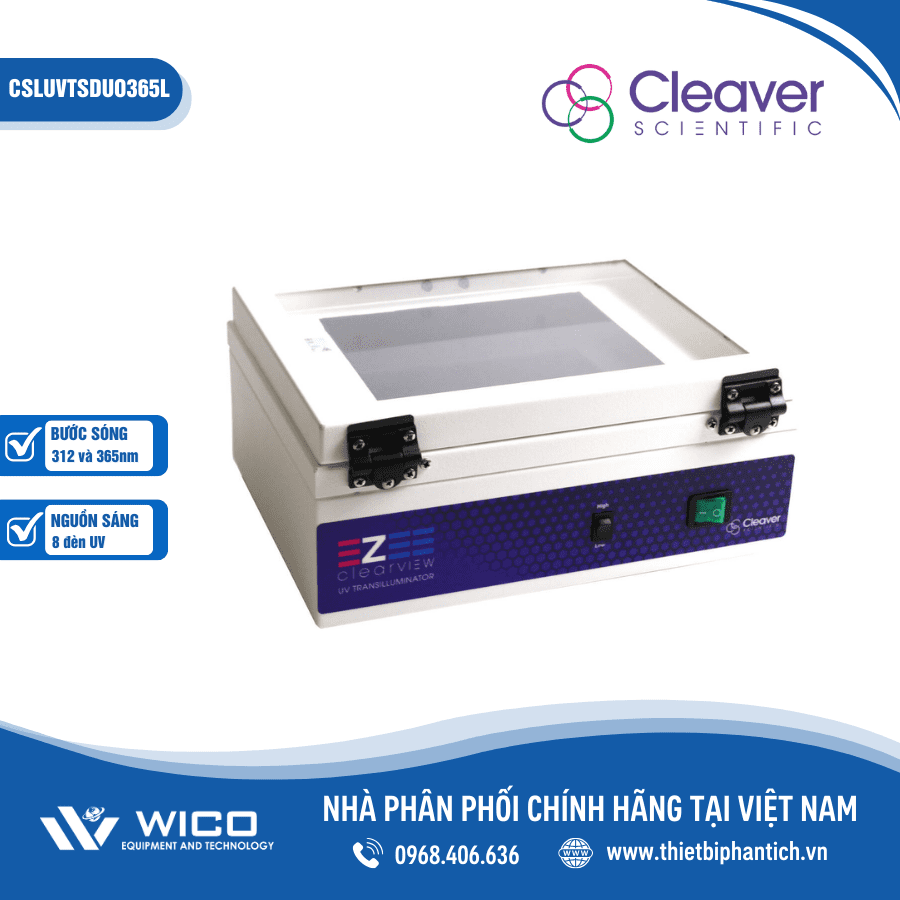 Bàn soi gel 2 bước sóng Cleaver Scientific CSLUVTSDUO365L | 8 đèn UV
