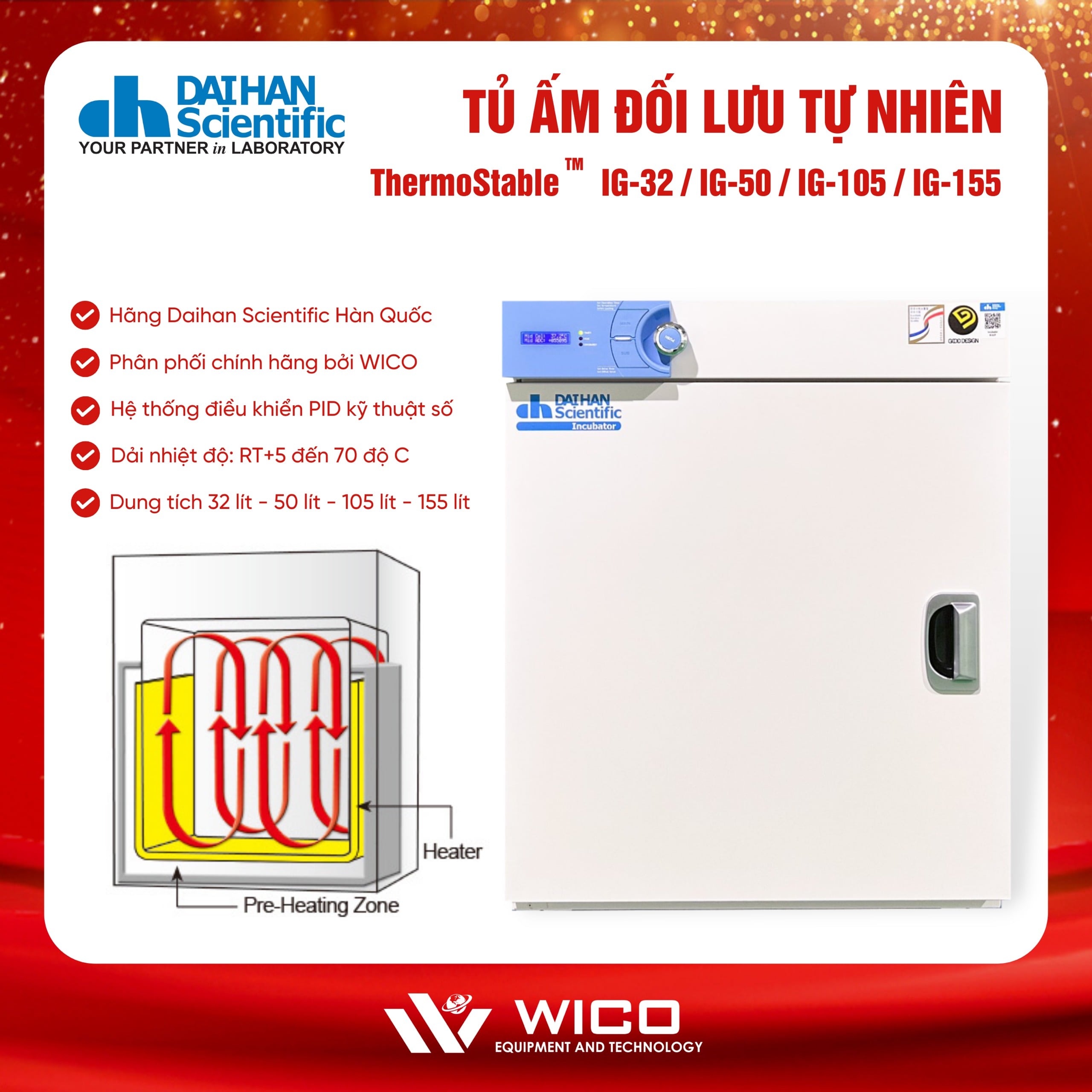 Tủ ấm đối lưu tự nhiên ThermoStable IG-32 | IG-50 | IG-105 | IG-155