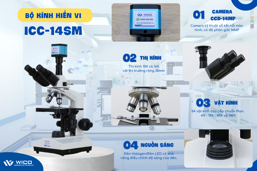 Tính năng nổi bật của Kính hiển vi kết nối Camera ICC-14SM