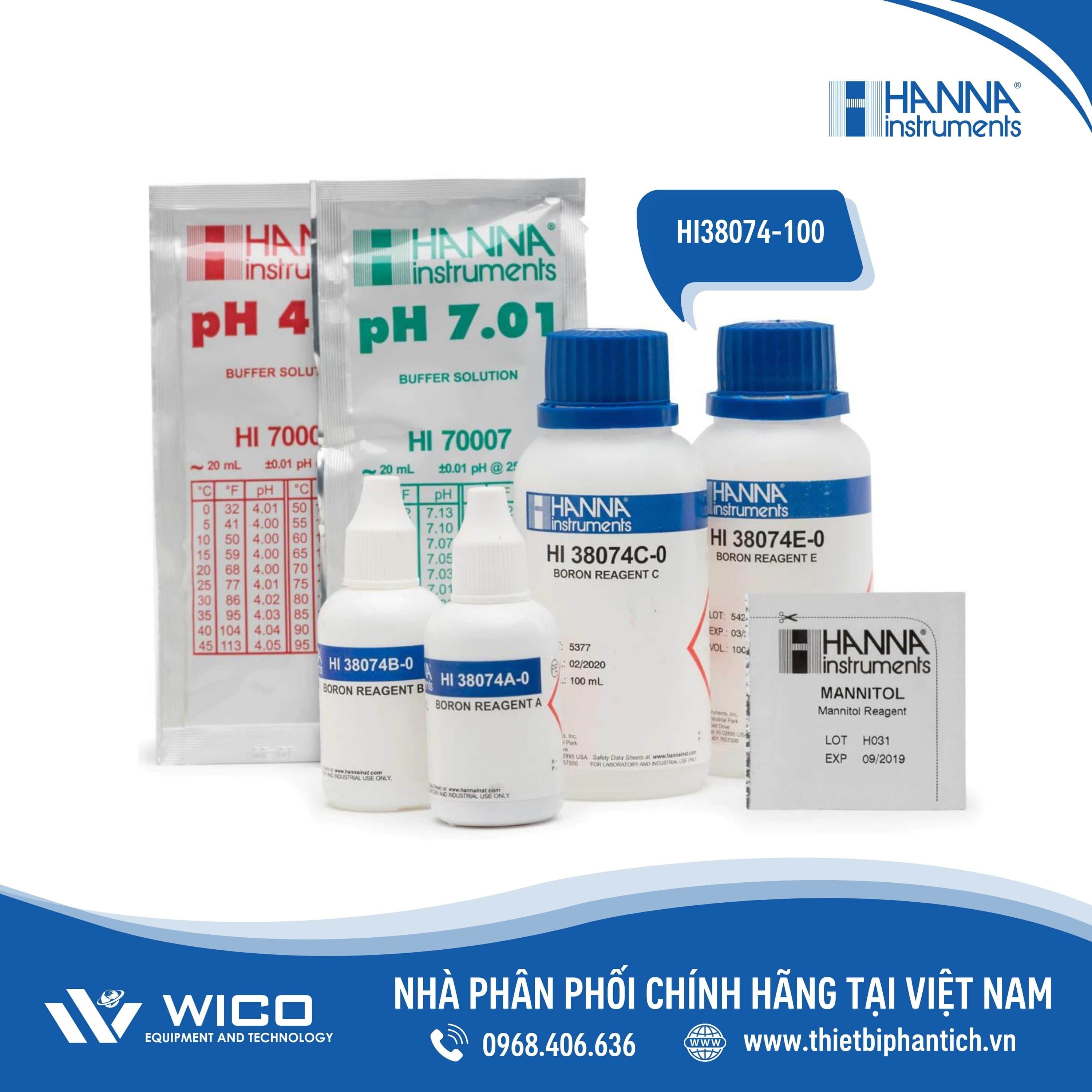 Thuốc Thử Boron Dùng Cho HI38074, 100 Lần Đo HI38074-100 Hanna