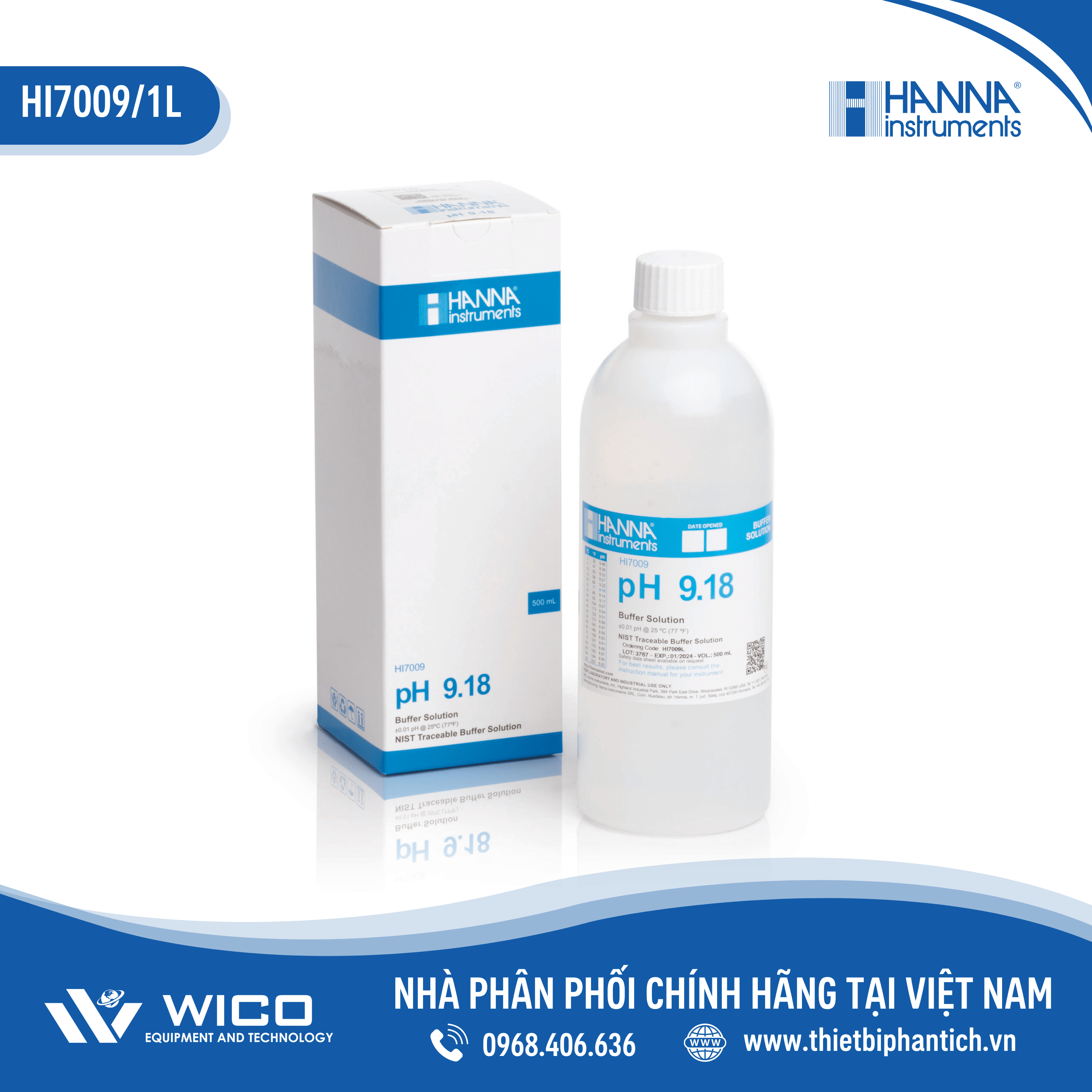 Dung Dịch Hiệu Chuẩn pH 9.18, Chai 1 Lít HI7009/1L