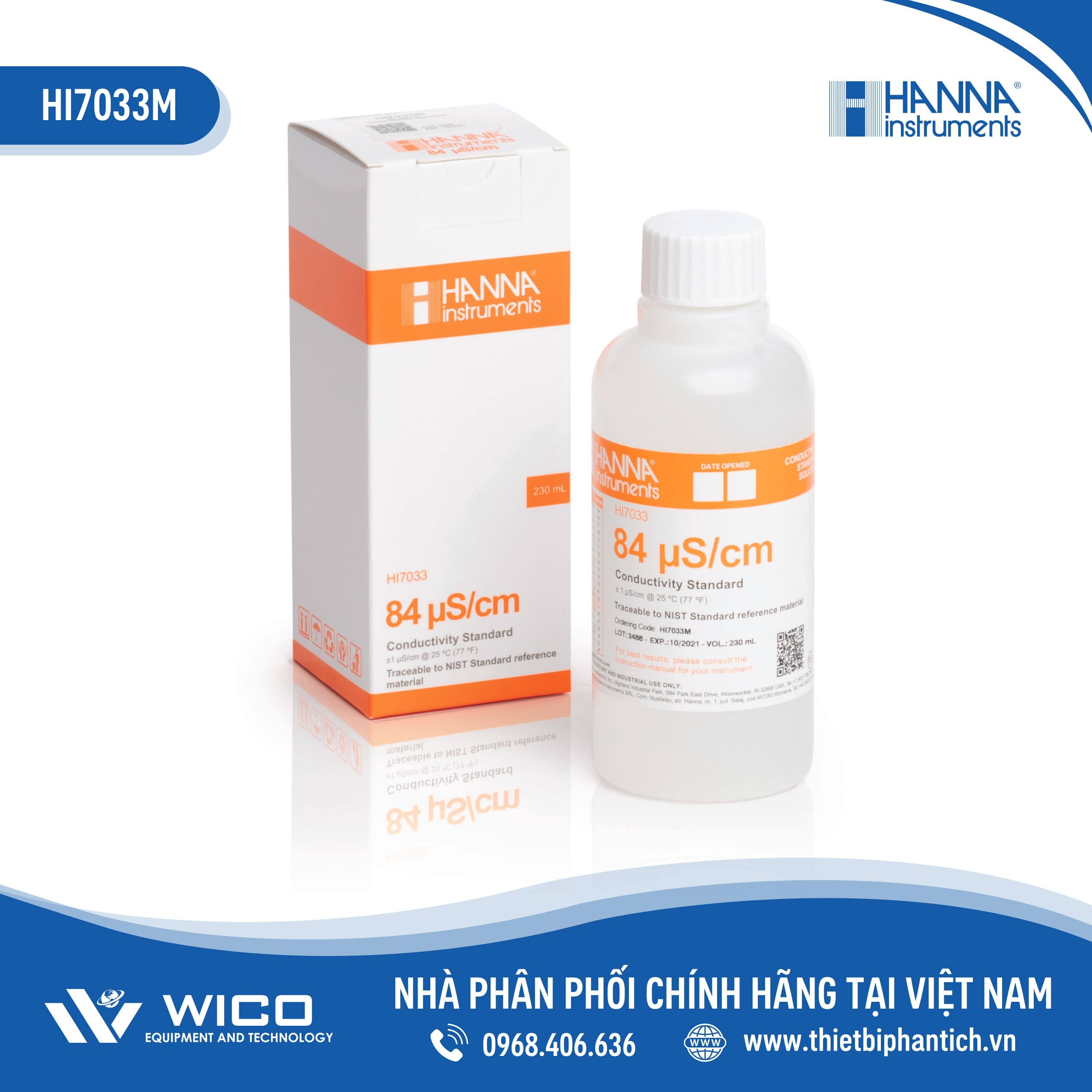 Dung Dịch Hiệu Chuẩn Độ Dẫn 84 µS/cm, Chai 250mL HI7033M