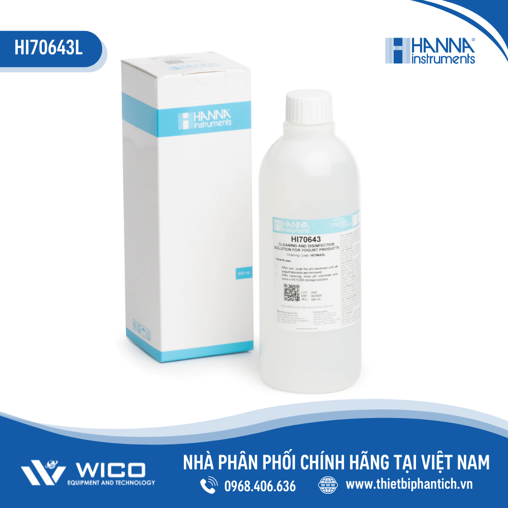 Dung Dịch Rửa Điện Cực Sau Khi Đo Trong Sữa Chua, Chai 500mL HI70643L
