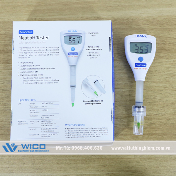 Bút đo pH/nhiệt độ HALO2 Bluetooth trong thịt và nước HI9810362 Hanna