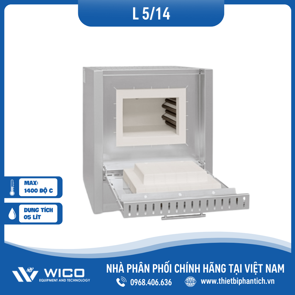 Lò Nung Thí Nghiệm 5 Lít - 1400 Độ C Nabertherm L 5/14/B510