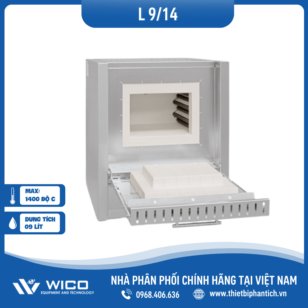 Lò nung Nabertherm 9 Lit 1400 Độ - Cửa Lật L 9/14/B510