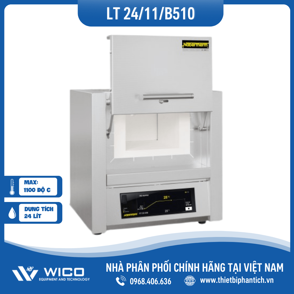 Lò Nung Thí Nghiệm 24 Lít - 1100 Độ C Nabertherm LT 24/11/B510