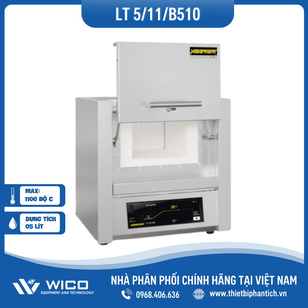 Lò Nung Thí Nghiệm 5 Lít - 1100 Độ C Nabertherm LT 5/11/B510