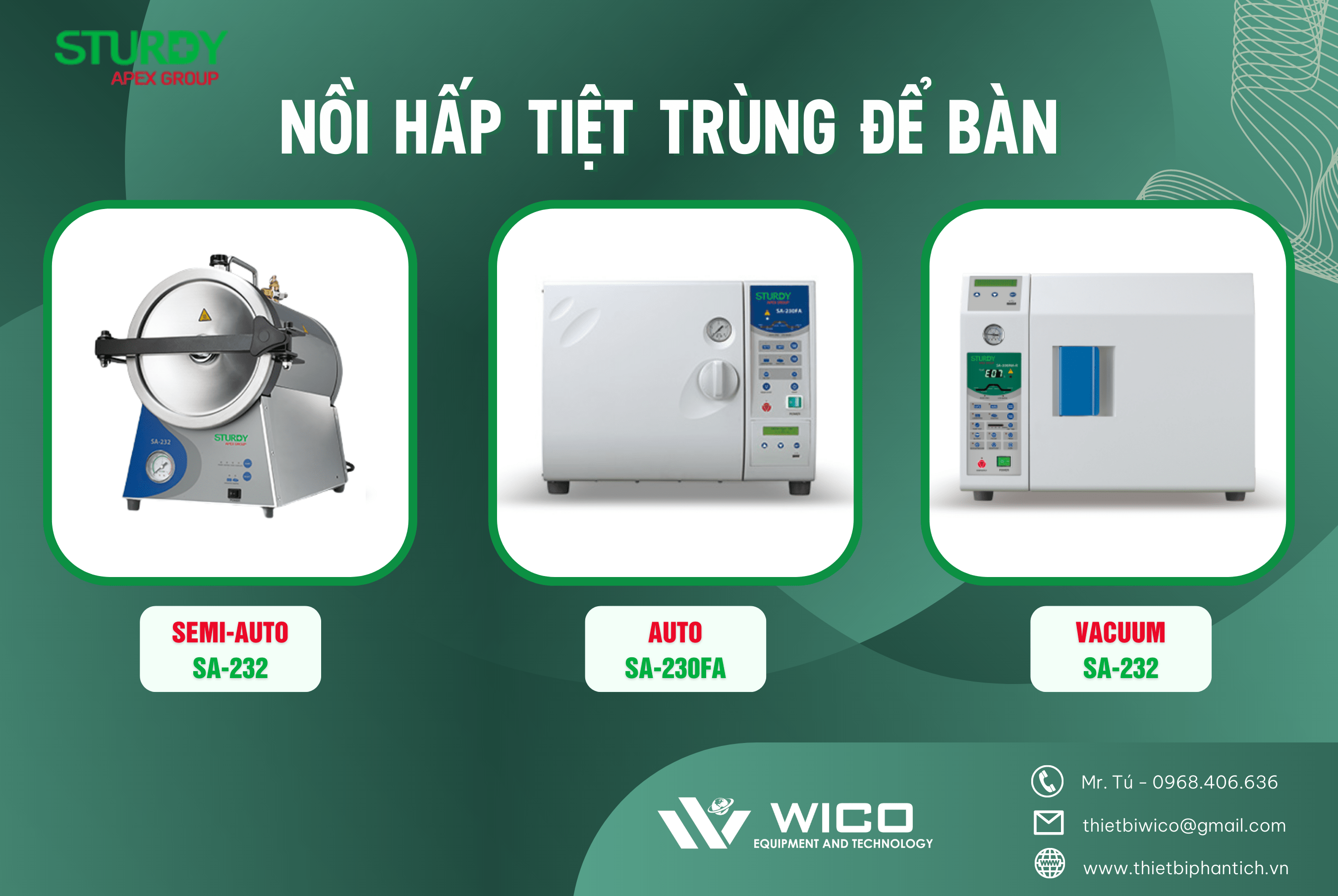 Nồi hấp tiệt trùng để bàn