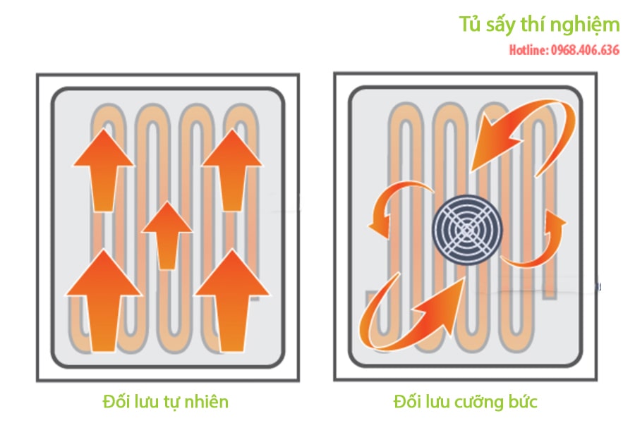 Sự khác biệt Tú sấy đối lưu tự nhiên và Tủ sấy đối lưu cưỡng bức