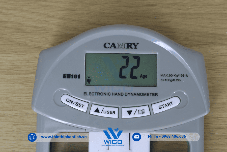 Màn hình LCD hiển thị số liệu lực bóp tay
