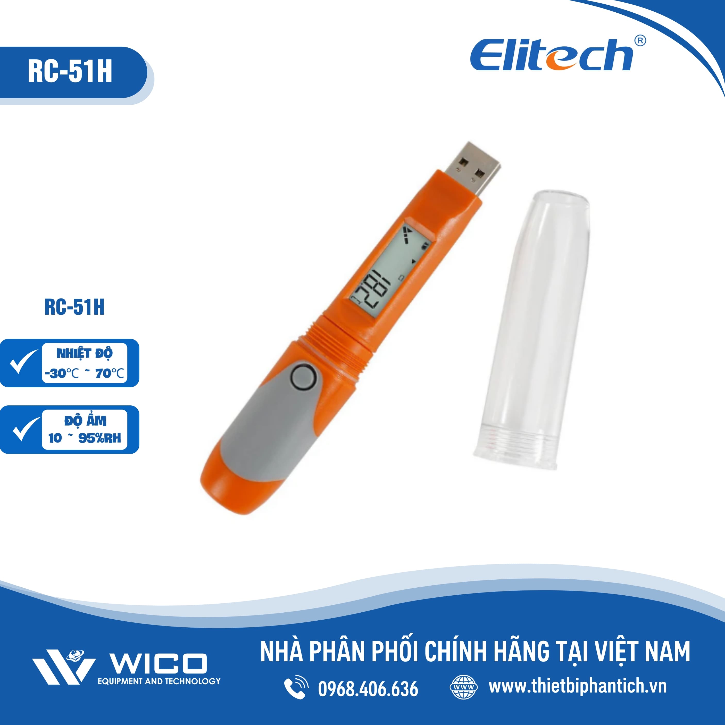 Bút Ghi Nhiệt Độ & Độ Ẩm RC-51H Elitech