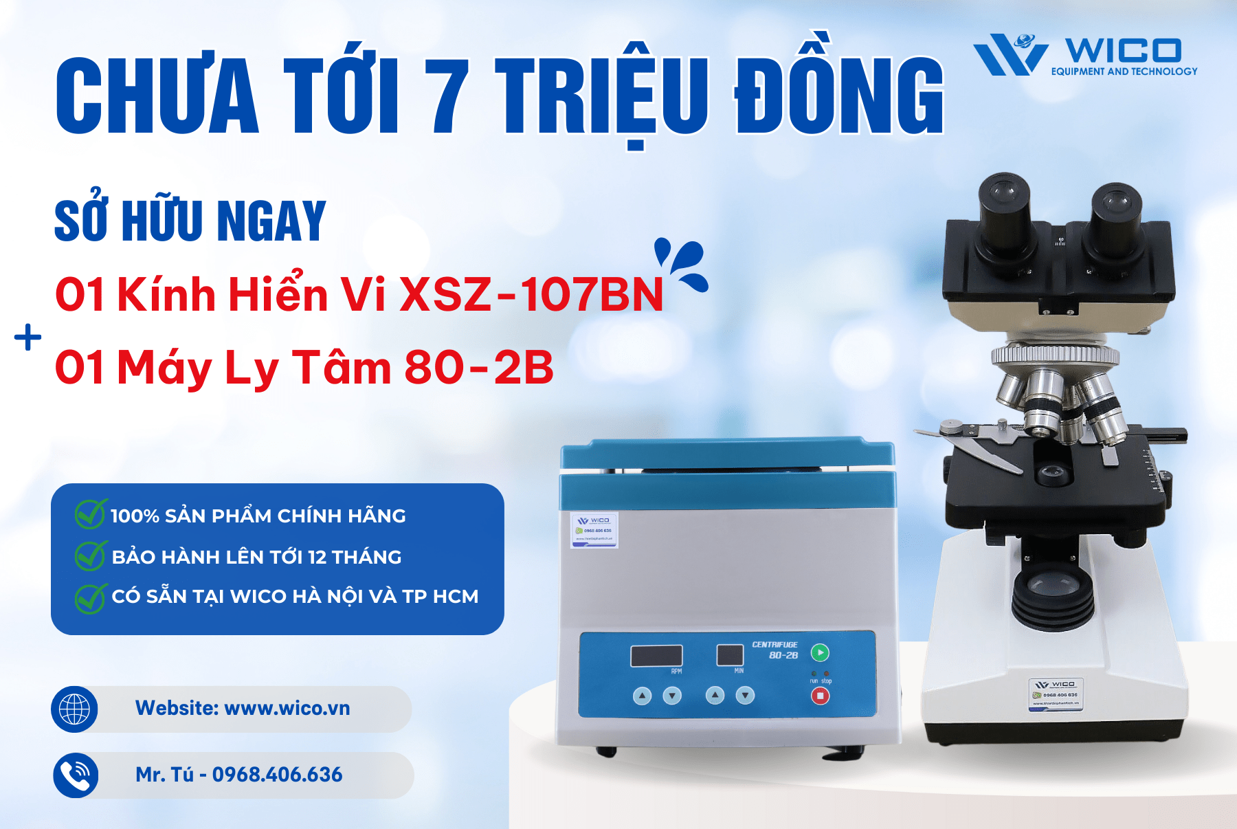 Combo thiết bị giá rẻ: Máy ly tâm và Kính hiển vi chuyên dụng cho phòng khám