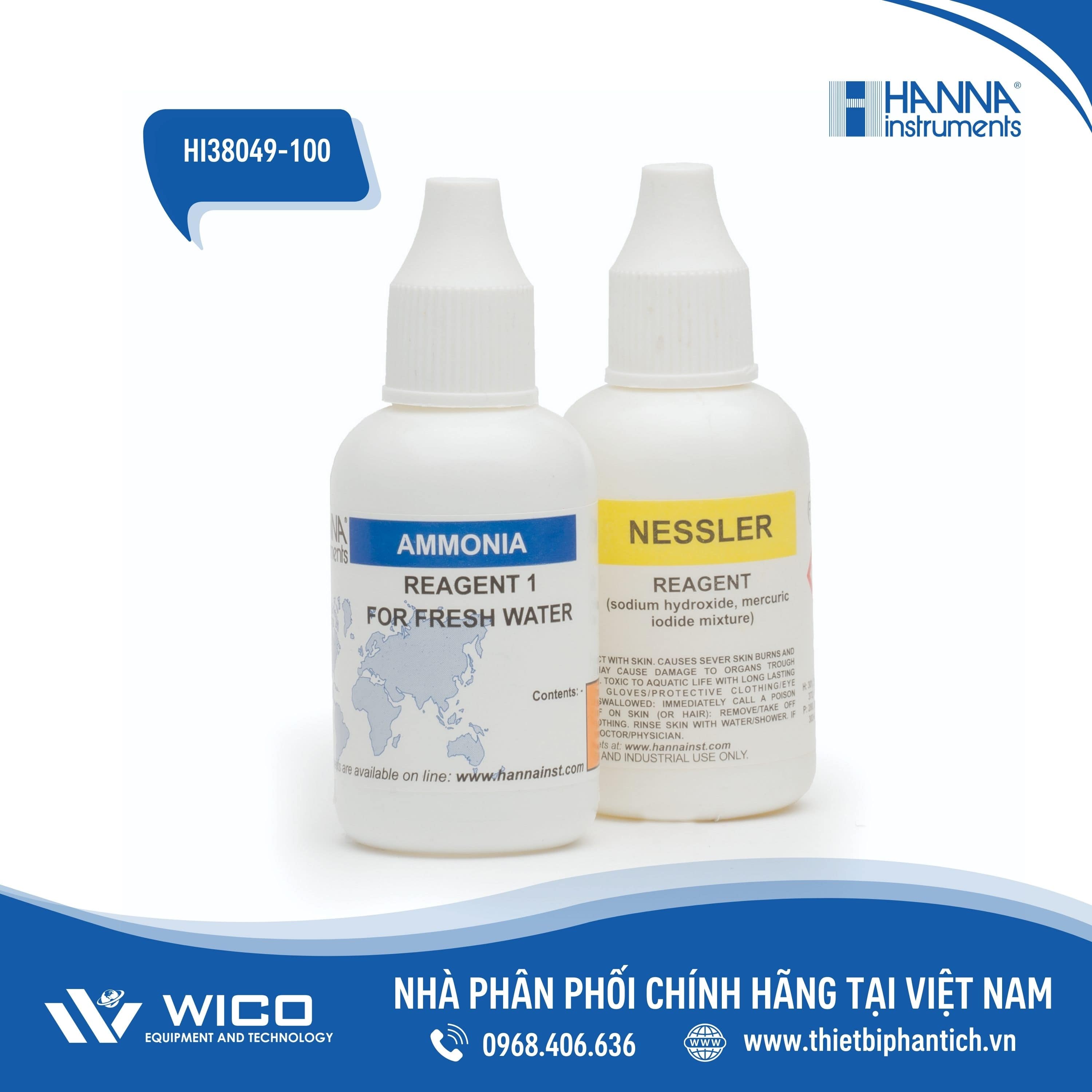 Thuốc Thử Amoni (0-3.0mg/L) Cho Test Kit HI38049, 100 Lần Đo HI38049-100