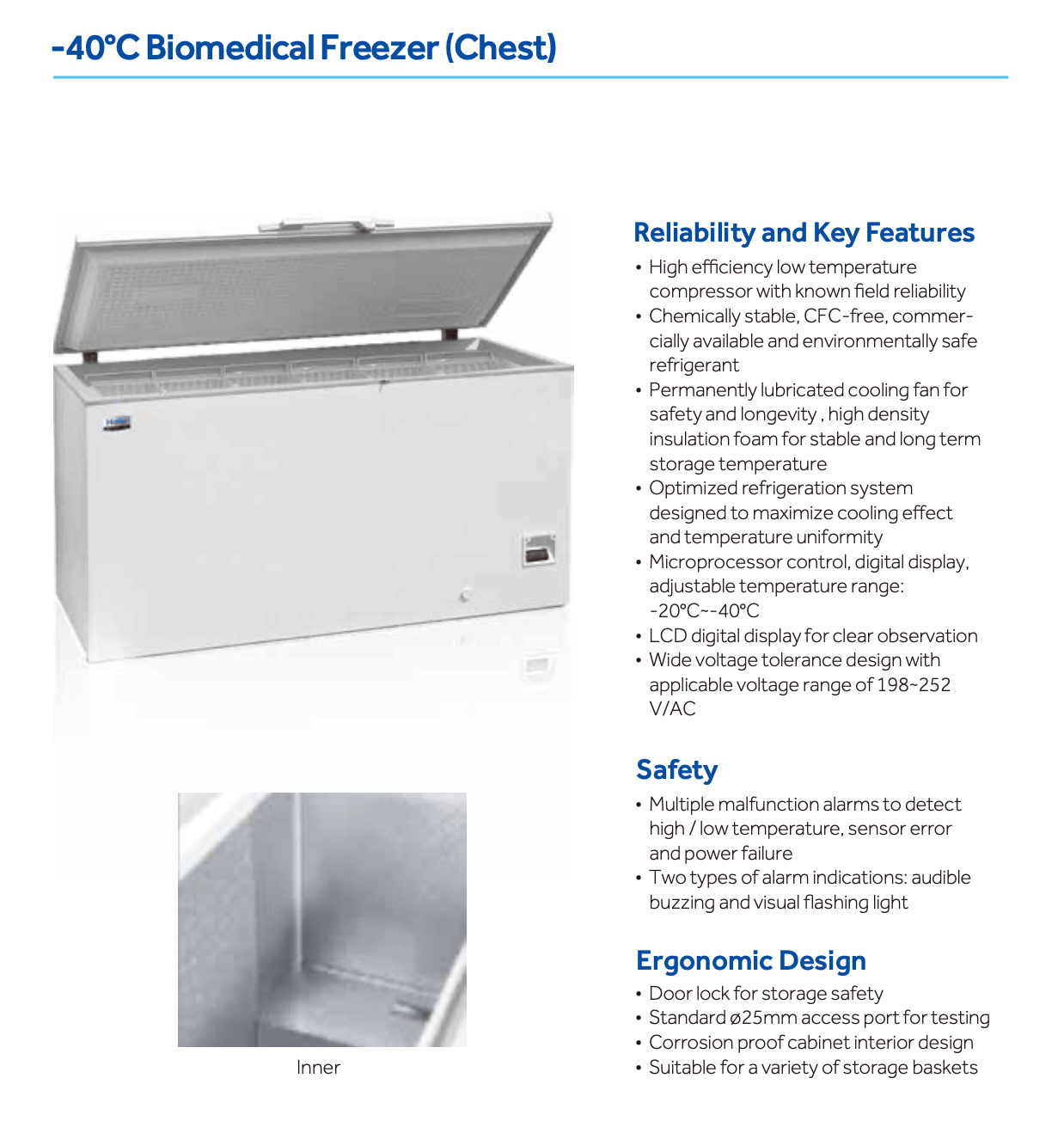 Tính năng Tủ lạnh âm sâu -40 độ C Haier DW-40W100 / DW-40W255 / DW-40W380