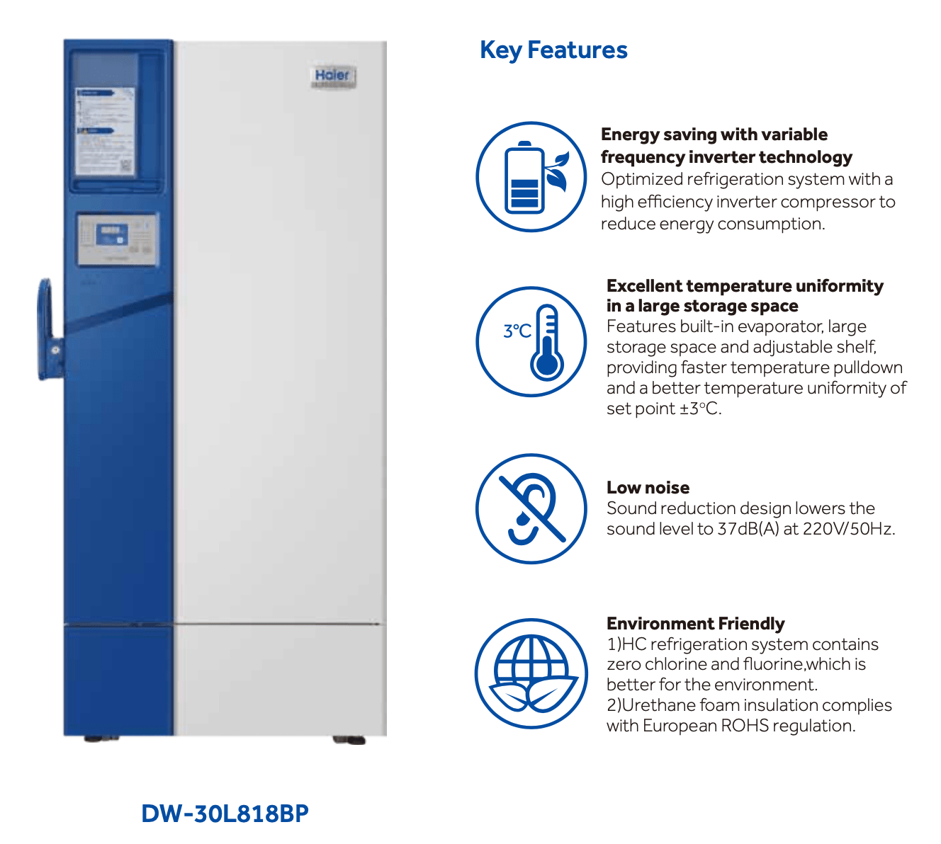 Tính năng tủ lạnh âm sâu Haier DW-30L818BP