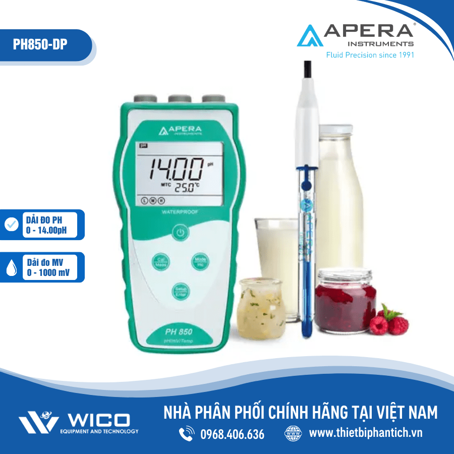 Máy đo pH/mV/nhiệt độ cầm tay trong sữa/ thực phẩm lỏng Apera - Mỹ PH850-DP