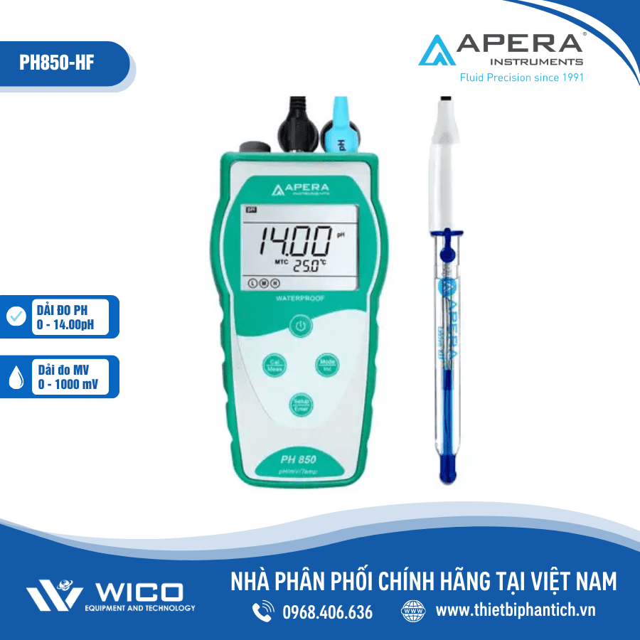 Máy đo pH/mV/nhiệt độ cầm tay trong dung dịch axit/ HF Apera - Mỹ PH850-HF