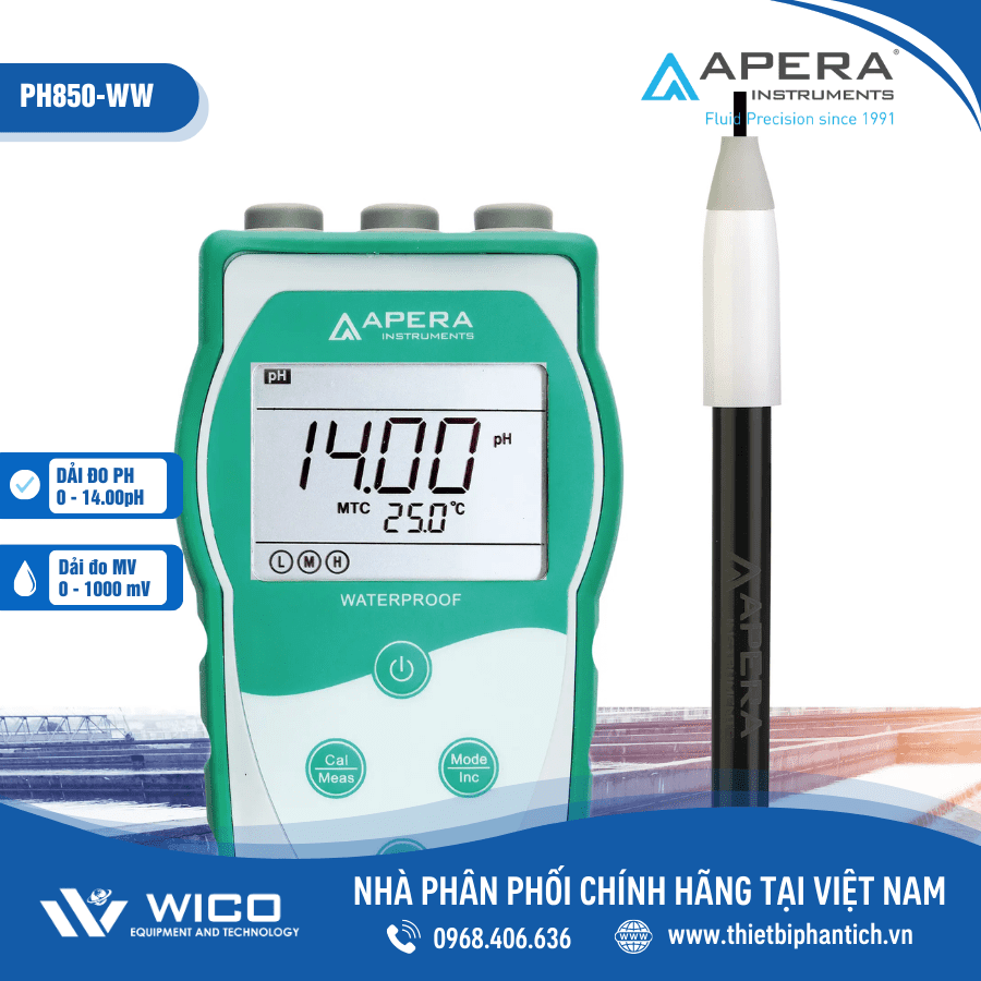 Máy đo pH/mV/nhiệt độ cầm tay trong nước thải Apera - Mỹ PH8500-WW